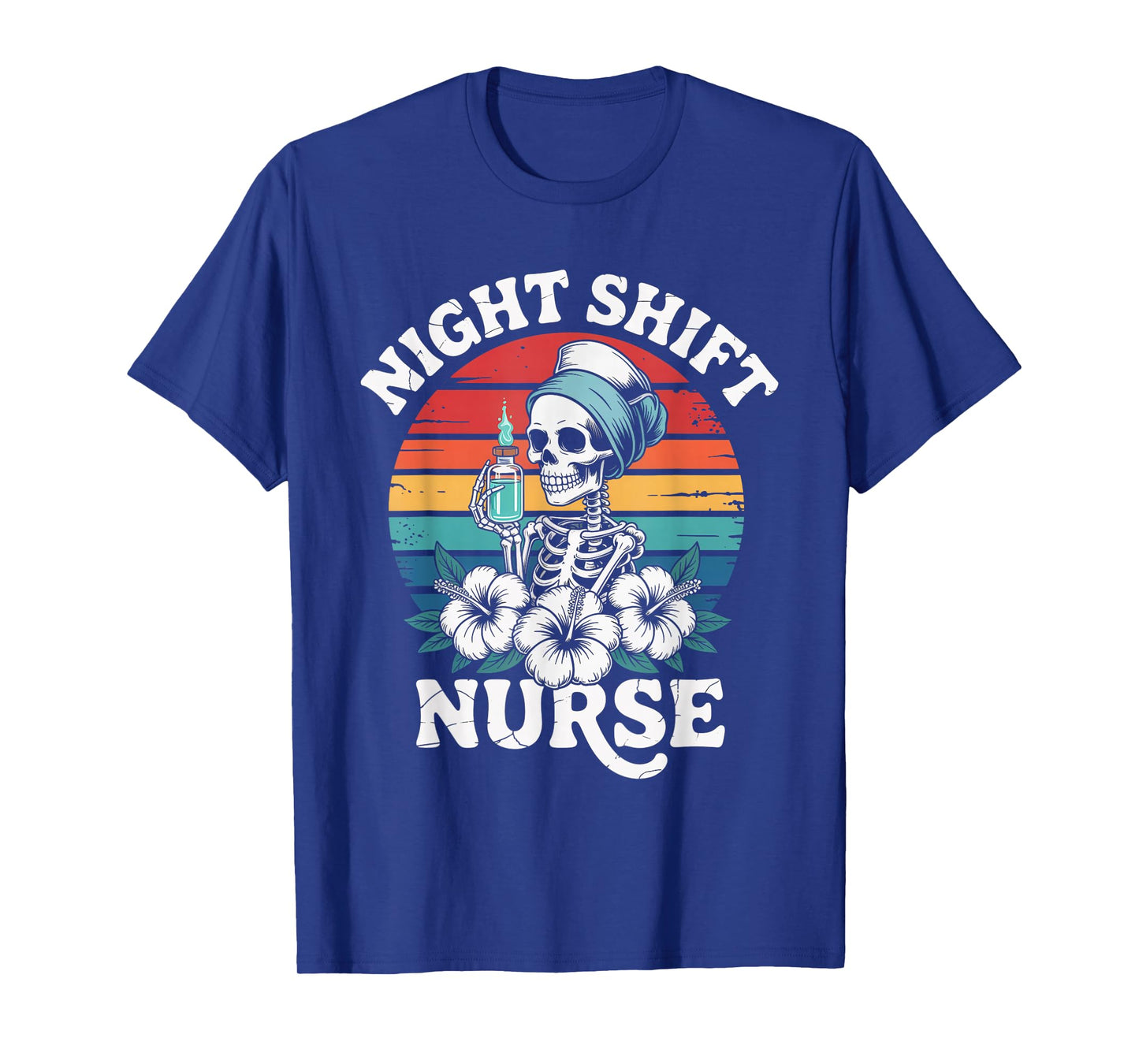 RN ICU Night Shift Nurse Skeleton Halloween Costumes Womens T-Shirt