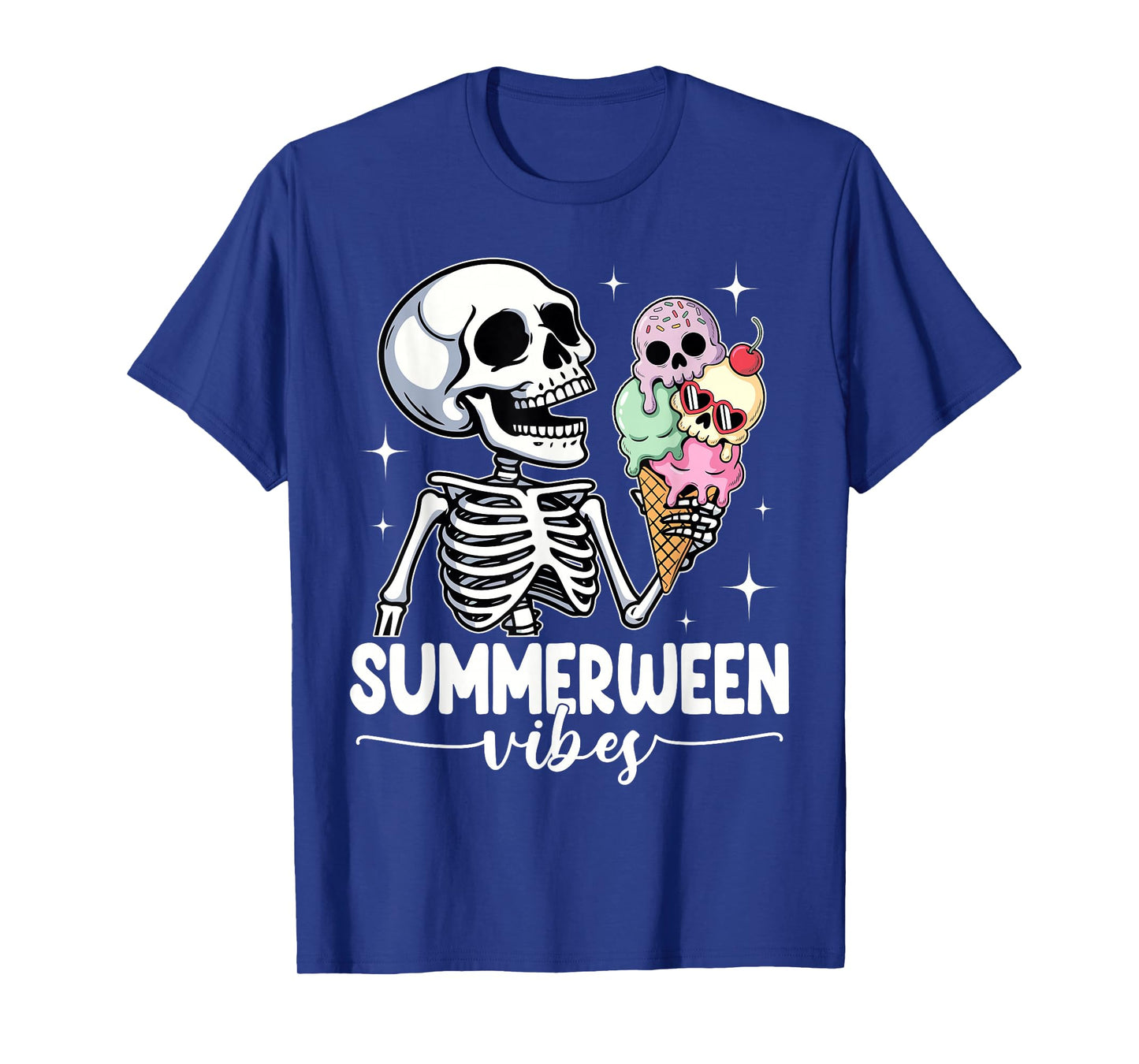 Summerween Vibes Skeleton Halloween Summer Beach Vacation T-Shirt