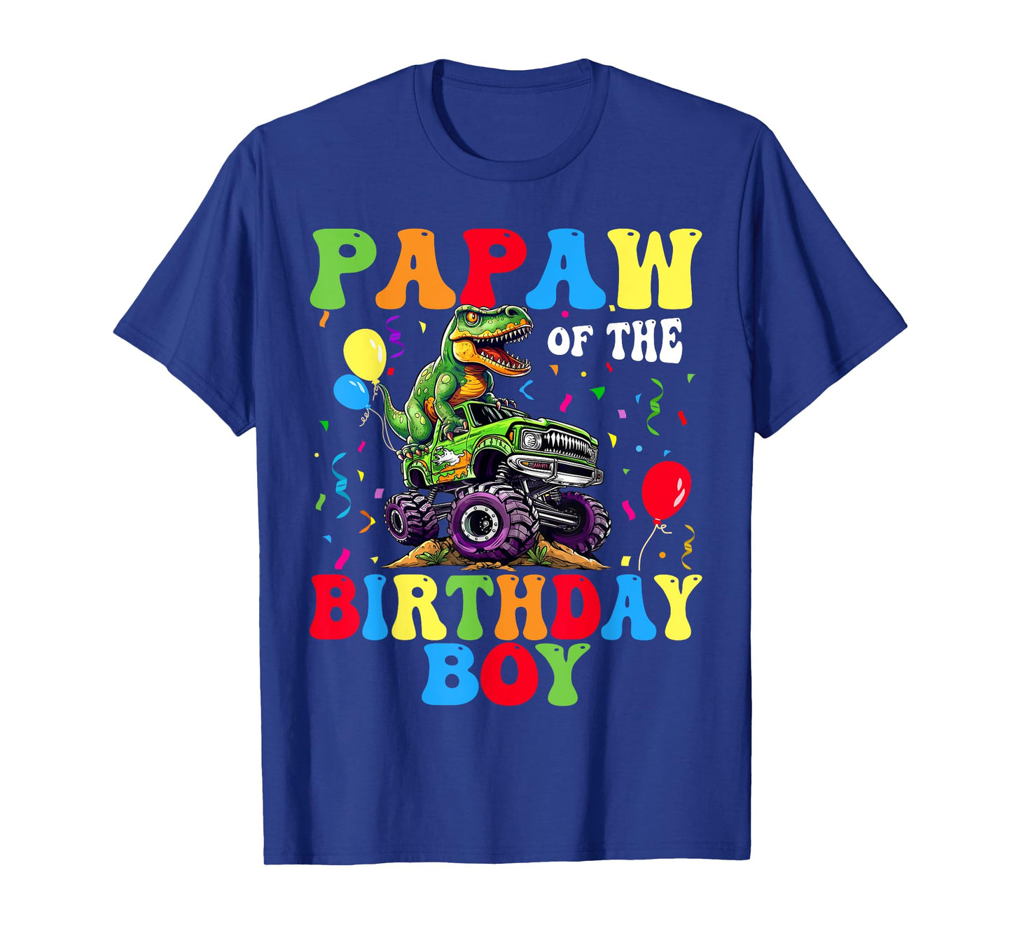 Papaw Of The Birthday Boy Dinosaur Monster Truck T-Shirt