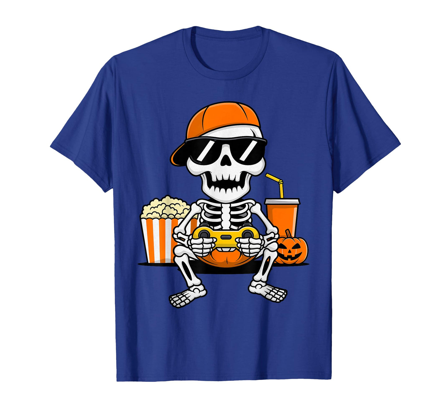 Funny Skeleton Video Game Halloween Gaming Gamer Boys Men T-Shirt