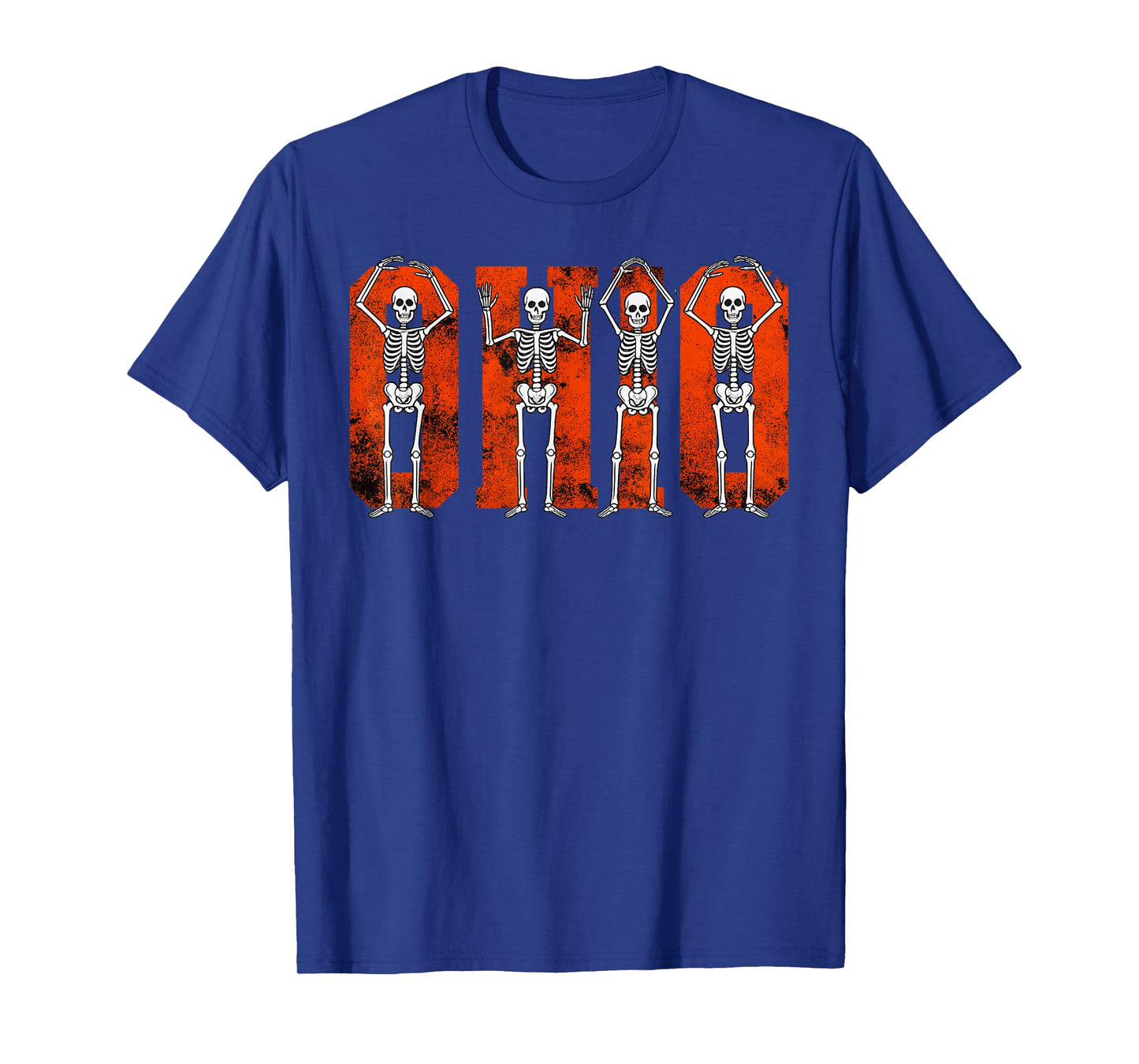 O-H-I-O State Funny Skeletons Ohio Vintage Halloween Team T-Shirt