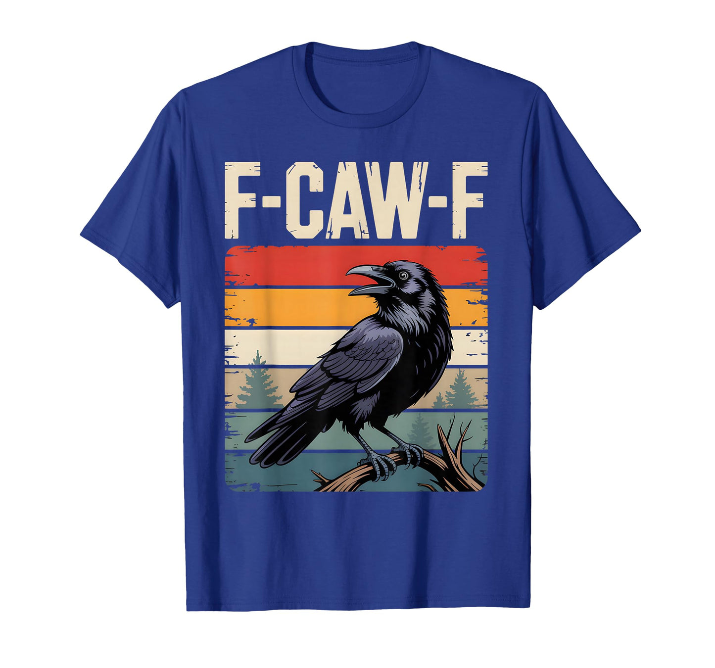 F-CAW-F Crow Retro Sunset Funny Sarcastic Humor Man Woman T-Shirt