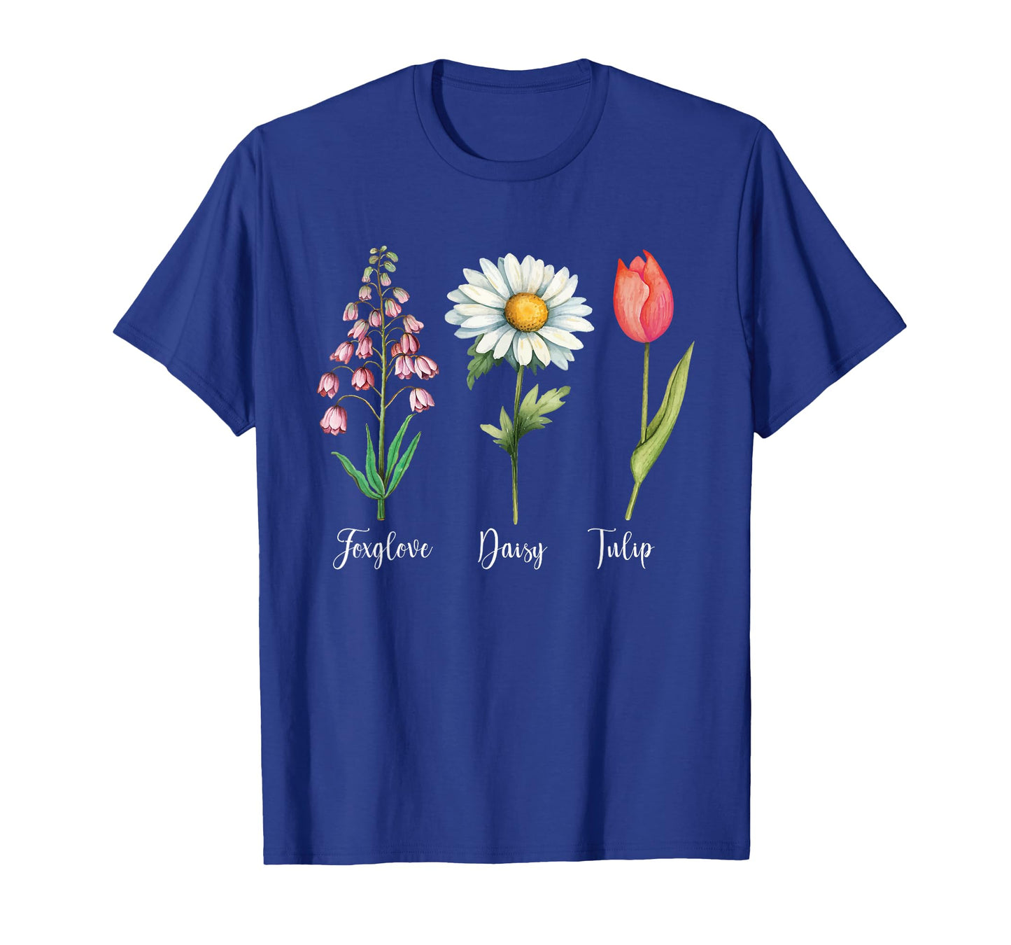 Vintage Floral Plant Foxglove Daisy Tulip Flowers Mom Women T-Shirt