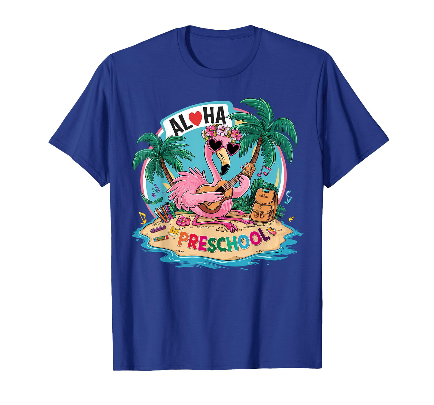 Aloha Preschool Flamingo Hawaii Back to School Kids Girl T-Shirt