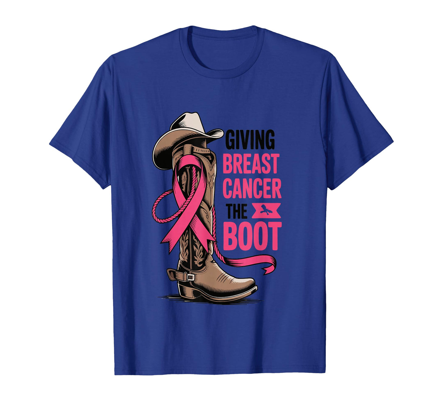 Giving Breast Cancer The Boot Cowboy Design T-Shirt