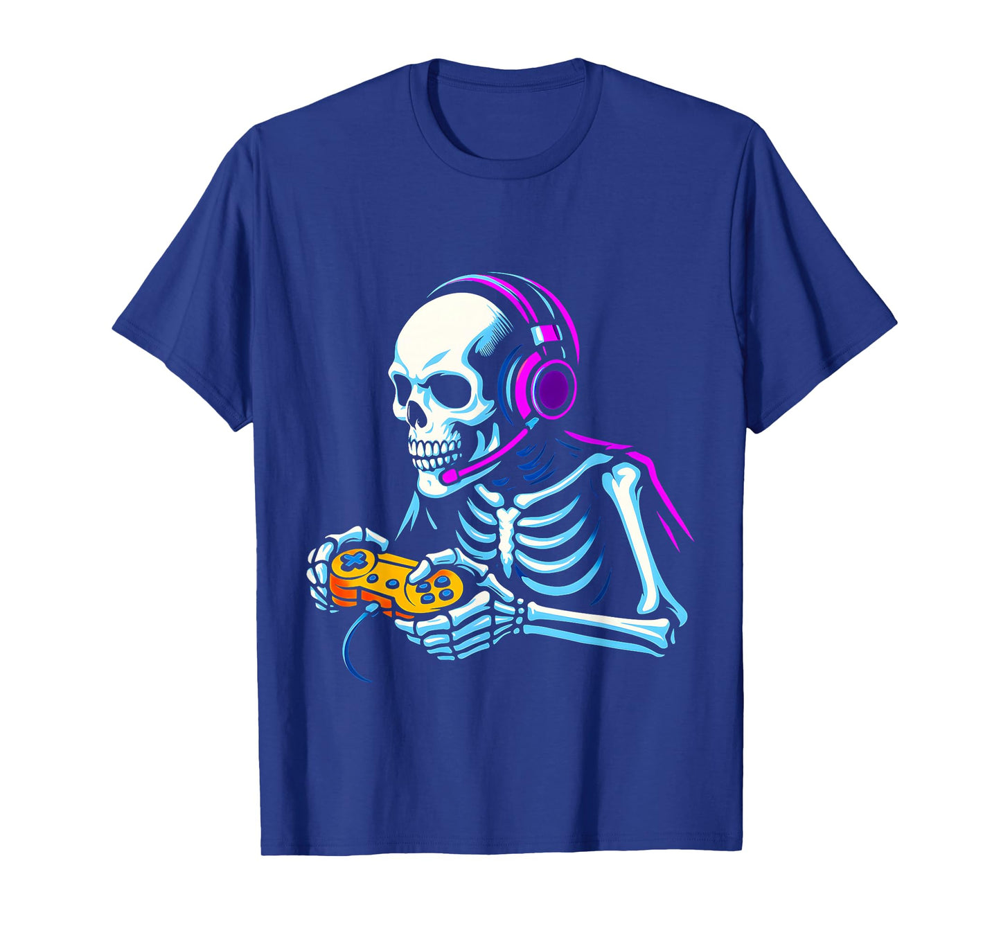 Halloween Skeleton Gamer Video Gaming Boys Men Kids Tees T-Shirt