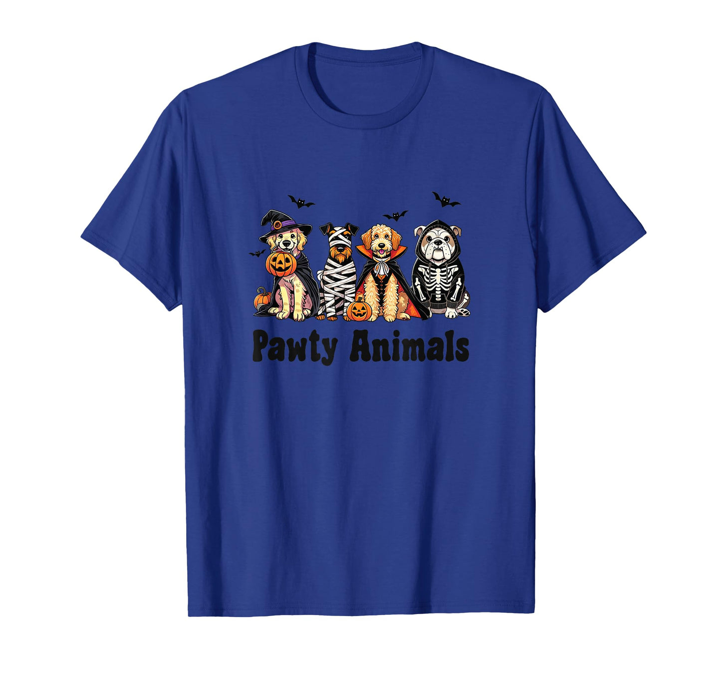 Pawty Animals Halloween Dogs Witch Mummy Vampire Skeleton T-Shirt