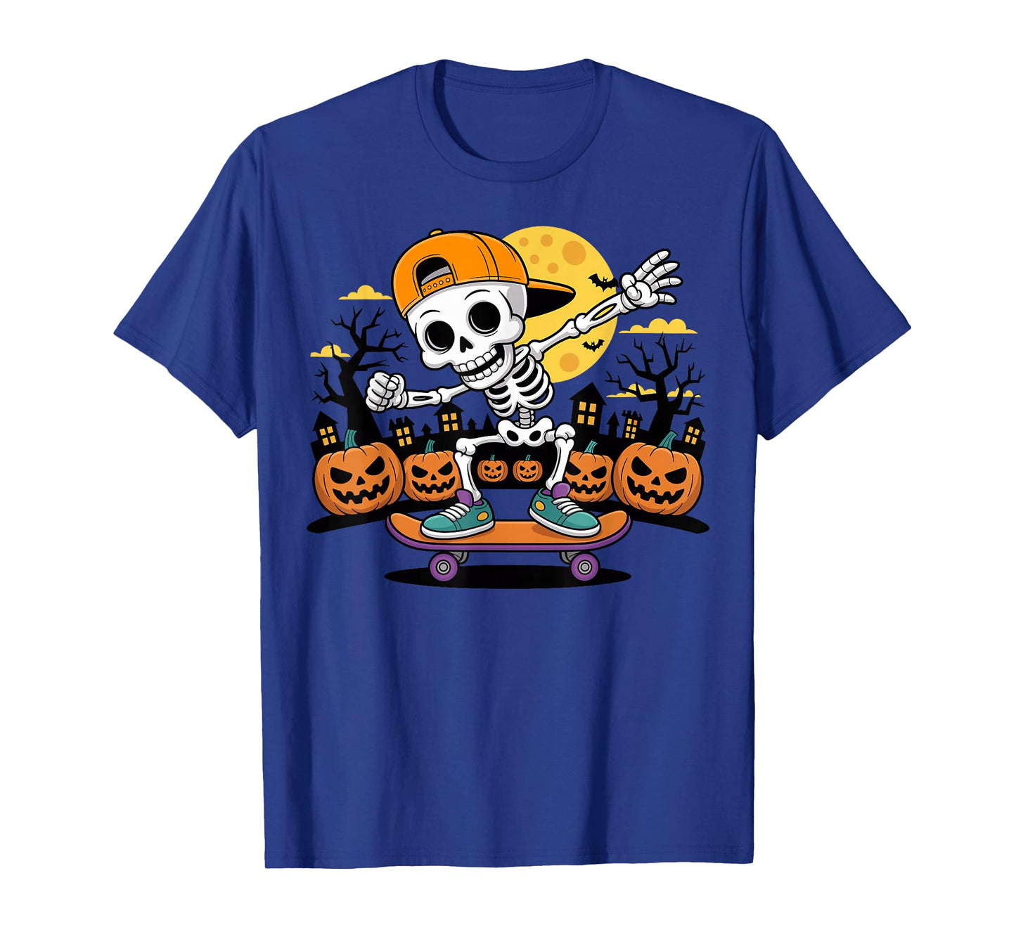 Skeleton Skateboarding Boys Skateboard Halloween Skater T-Shirt