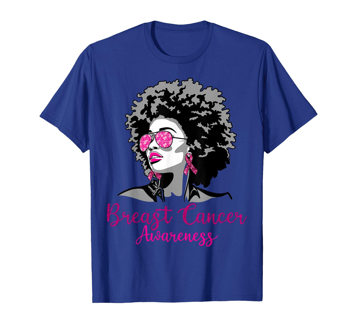 Afro African American Breast Cancer Awareness Black Womens T-Shirt