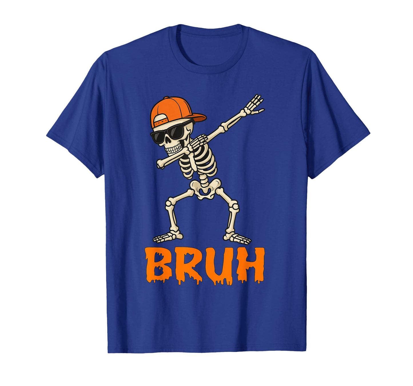 Bruh Dabbing Skeleton Funny Kids Boys Mens Halloween T-Shirt