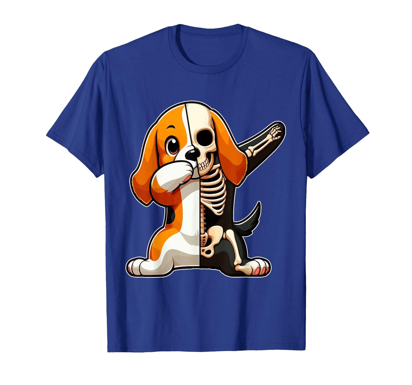 Dabbing Beagle Half Skeleton Halloween Costume Owner Lover T-Shirt