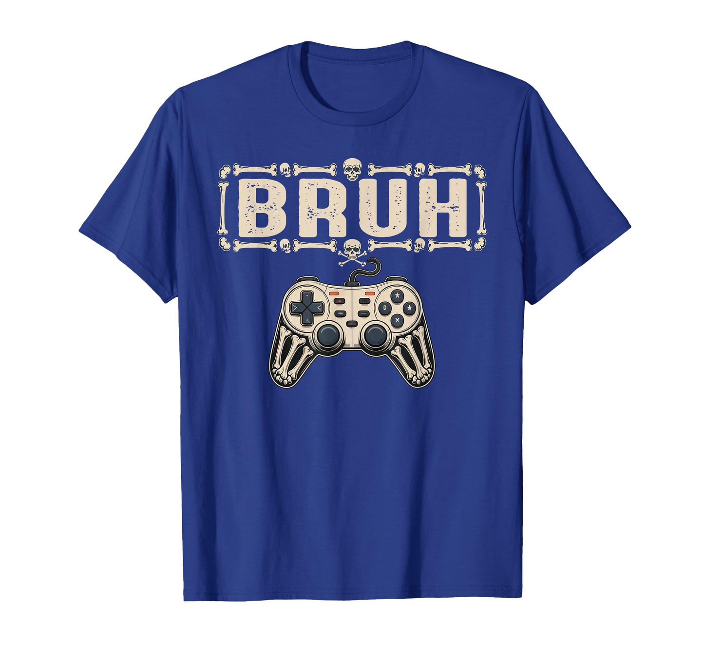 Halloween Skeleton Gamer Bruh Funny Video Gaming Boys Kids T-Shirt