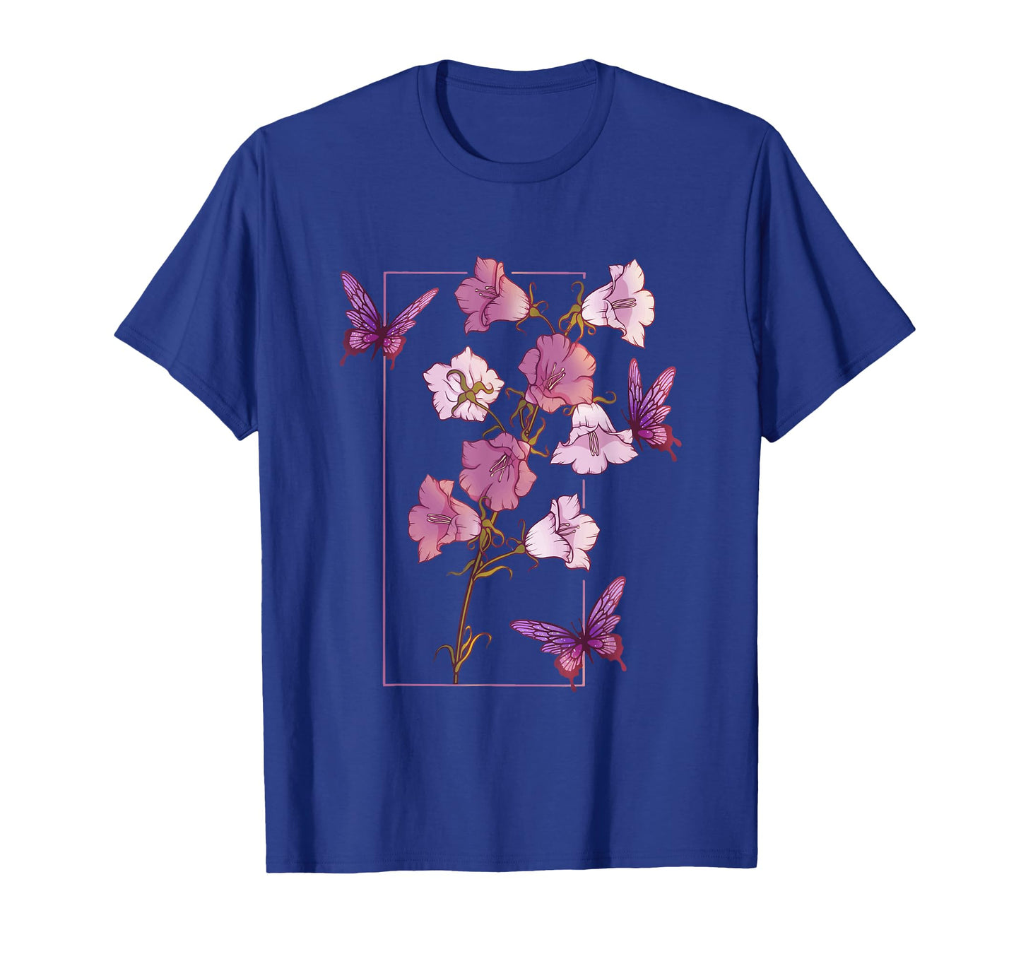 Floral Flower Bellflower Campanula Butterflies Wildflower T-Shirt