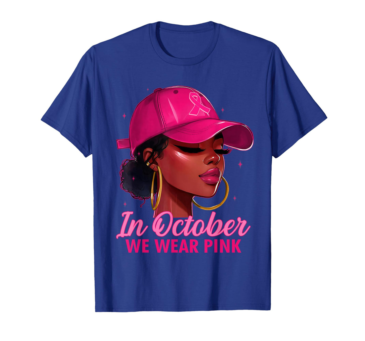 in October We Wear Pink Black Women Breast Cancer Awareness T-Shirt