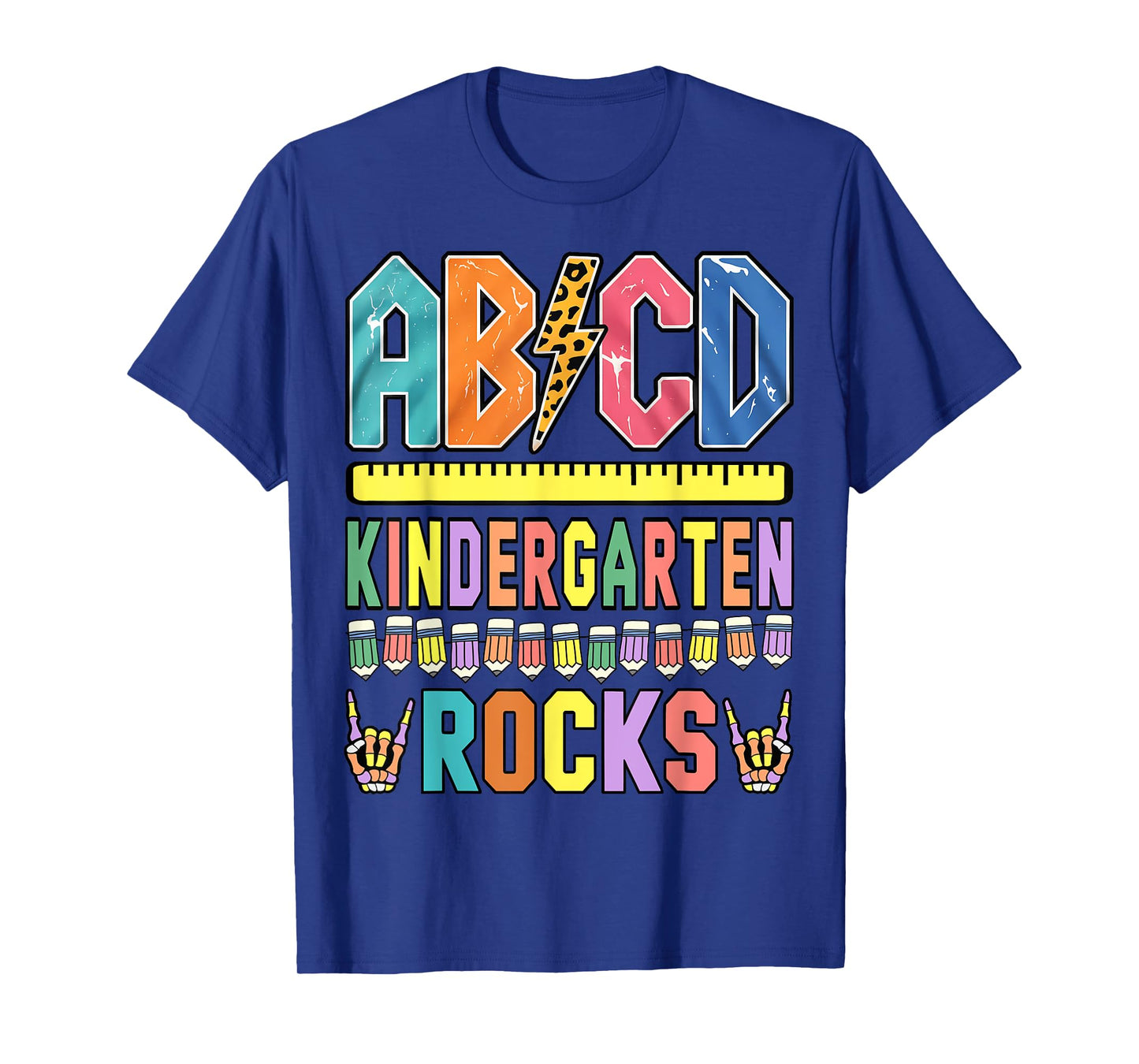 ABCD Kindergarten Rocks Funny Teachers Skeleton Boys Rock T-Shirt