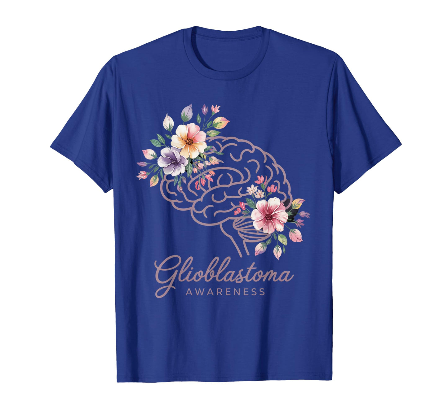 Glioblastoma Awareness Floral Brain Support Design T-Shirt