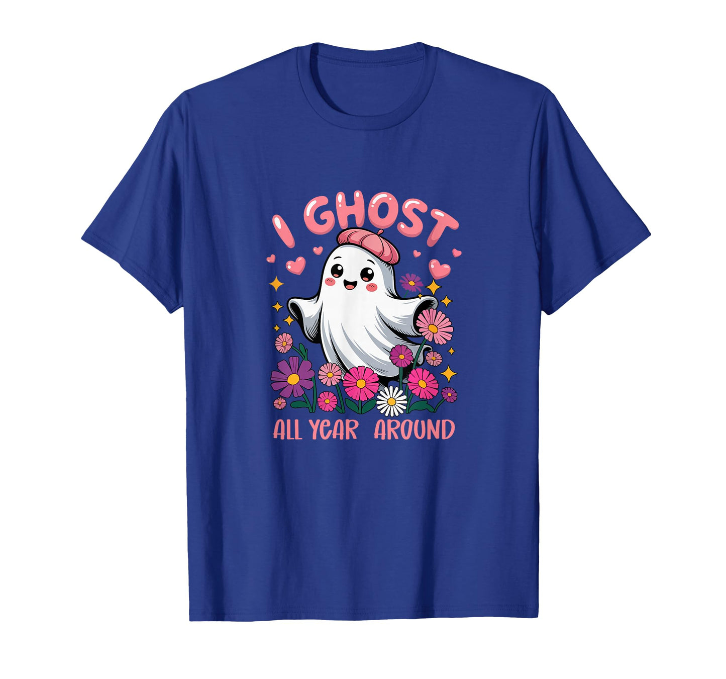 I Ghost All Year Around Halloween Floral Boo Colorful Lover T-Shirt