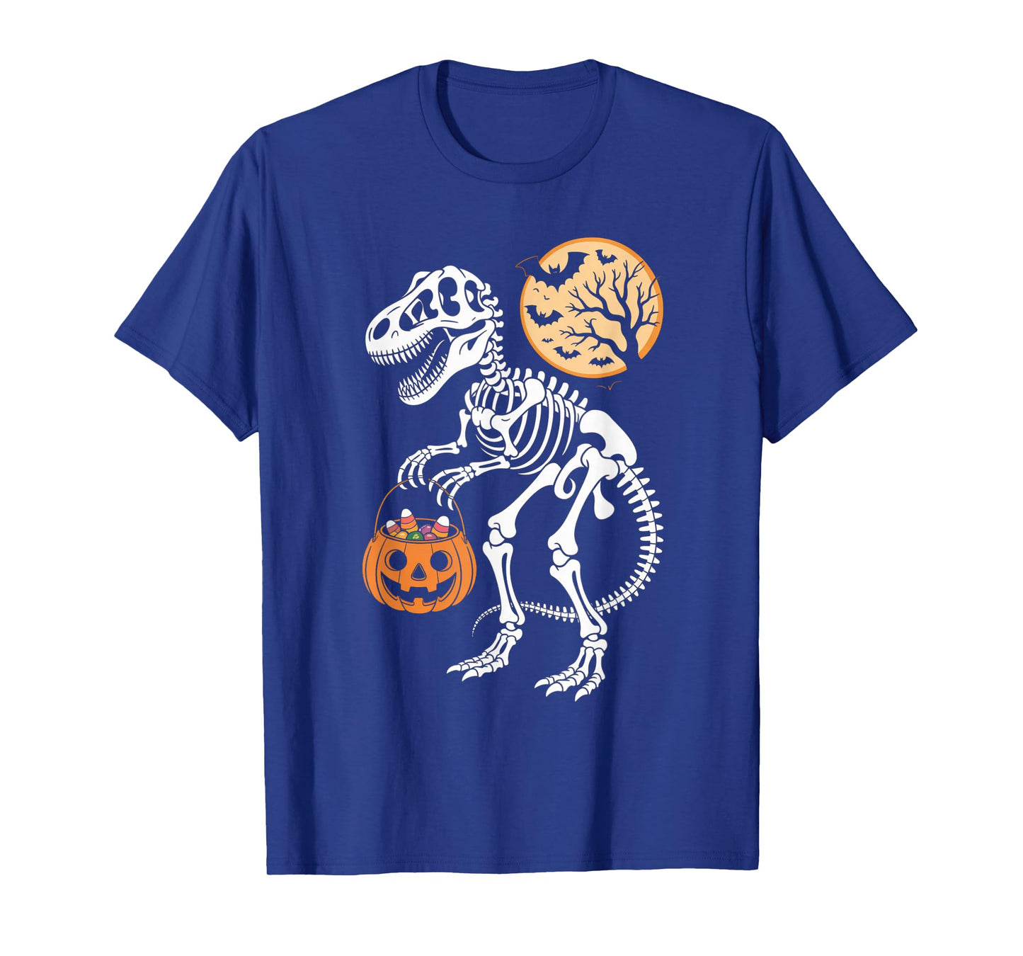 Halloween Boys Dinosaur Skeleton T rex Scary Pumpkin Spooky T-Shirt