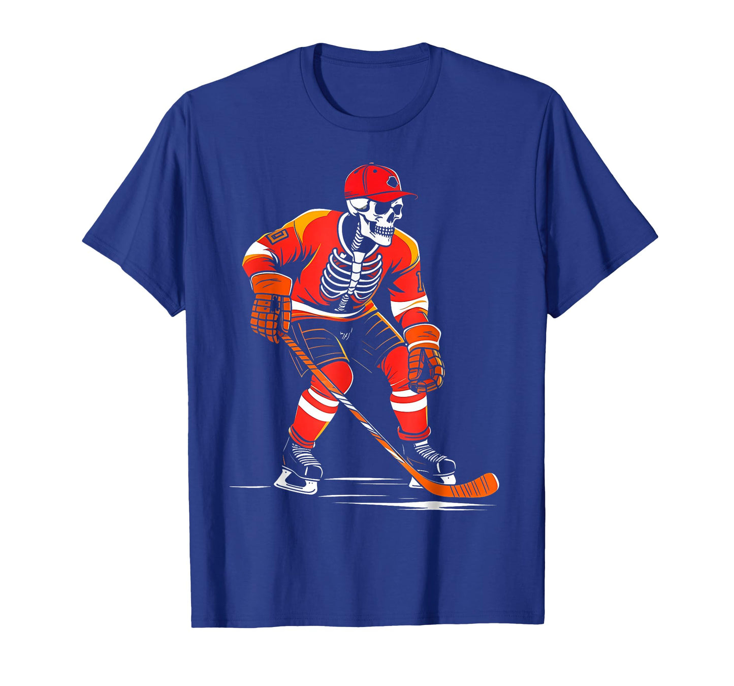 Skeleton Ice Hockey Halloween Costume Men Boys Kids Game Day T-Shirt