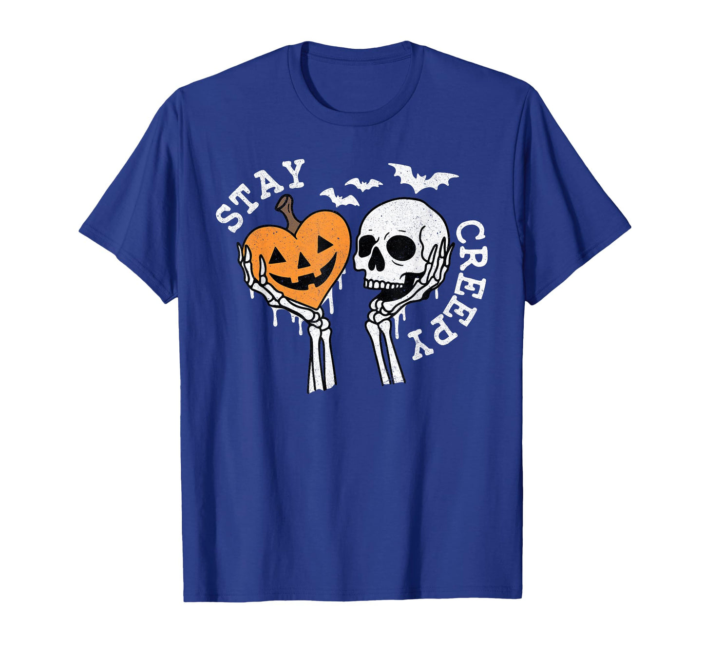 Stay Creepy Dripping Heart Halloween Skeleton Hand Spooky T-Shirt