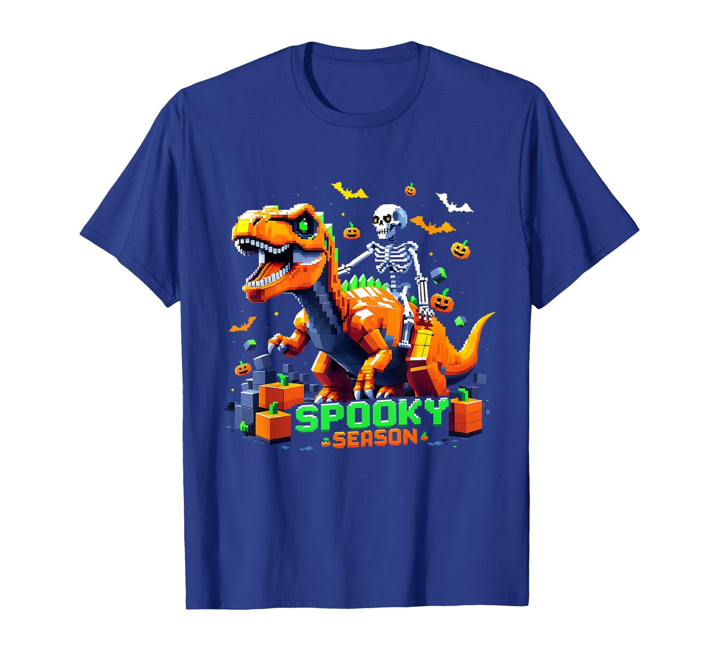 Spooky Season Pixel Skeleton Dinosaur Gift T-Shirt