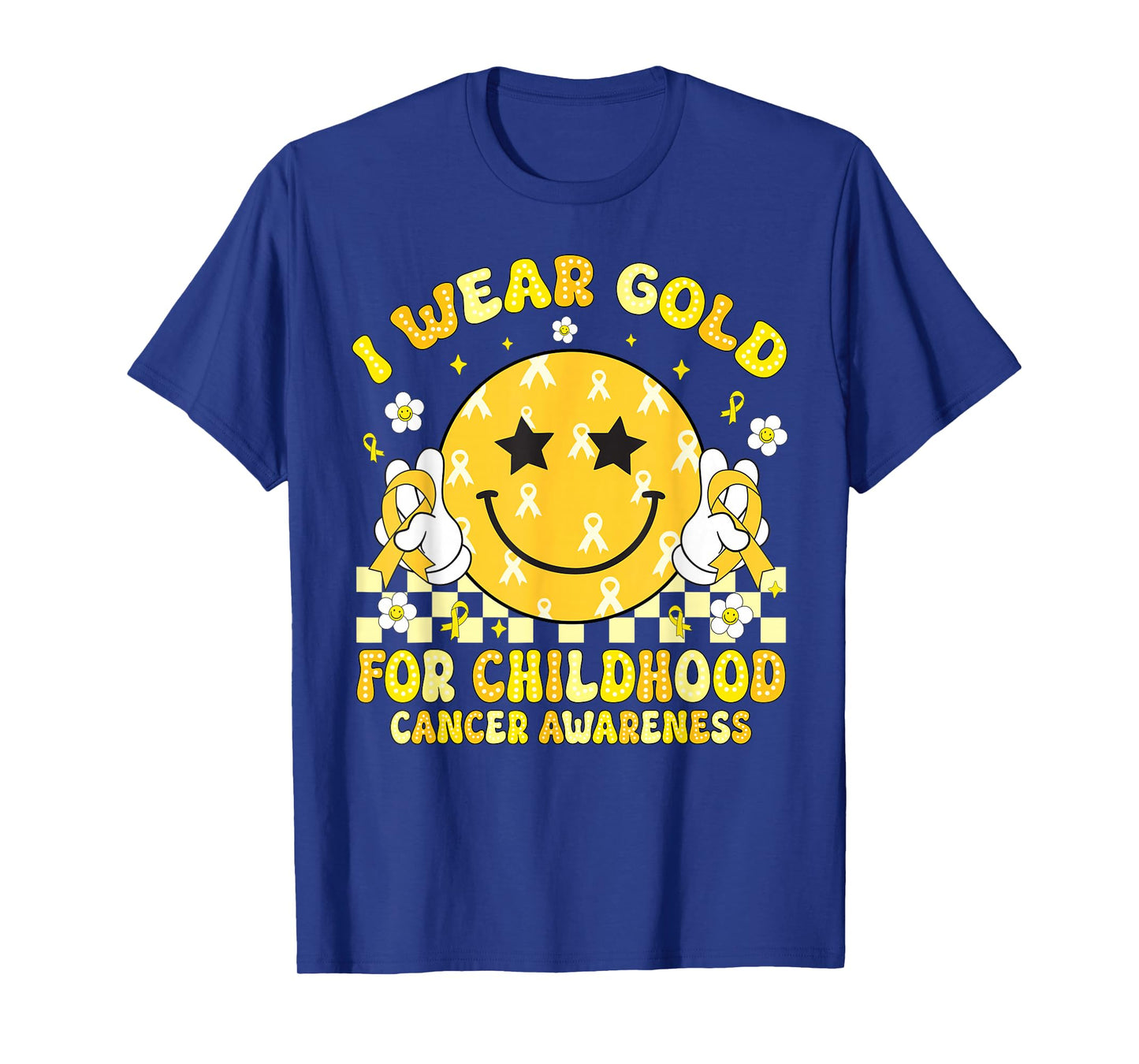 Retro I Wear Gold for Childhood Cancer Awareness Gold Ribbon T-Shirt
