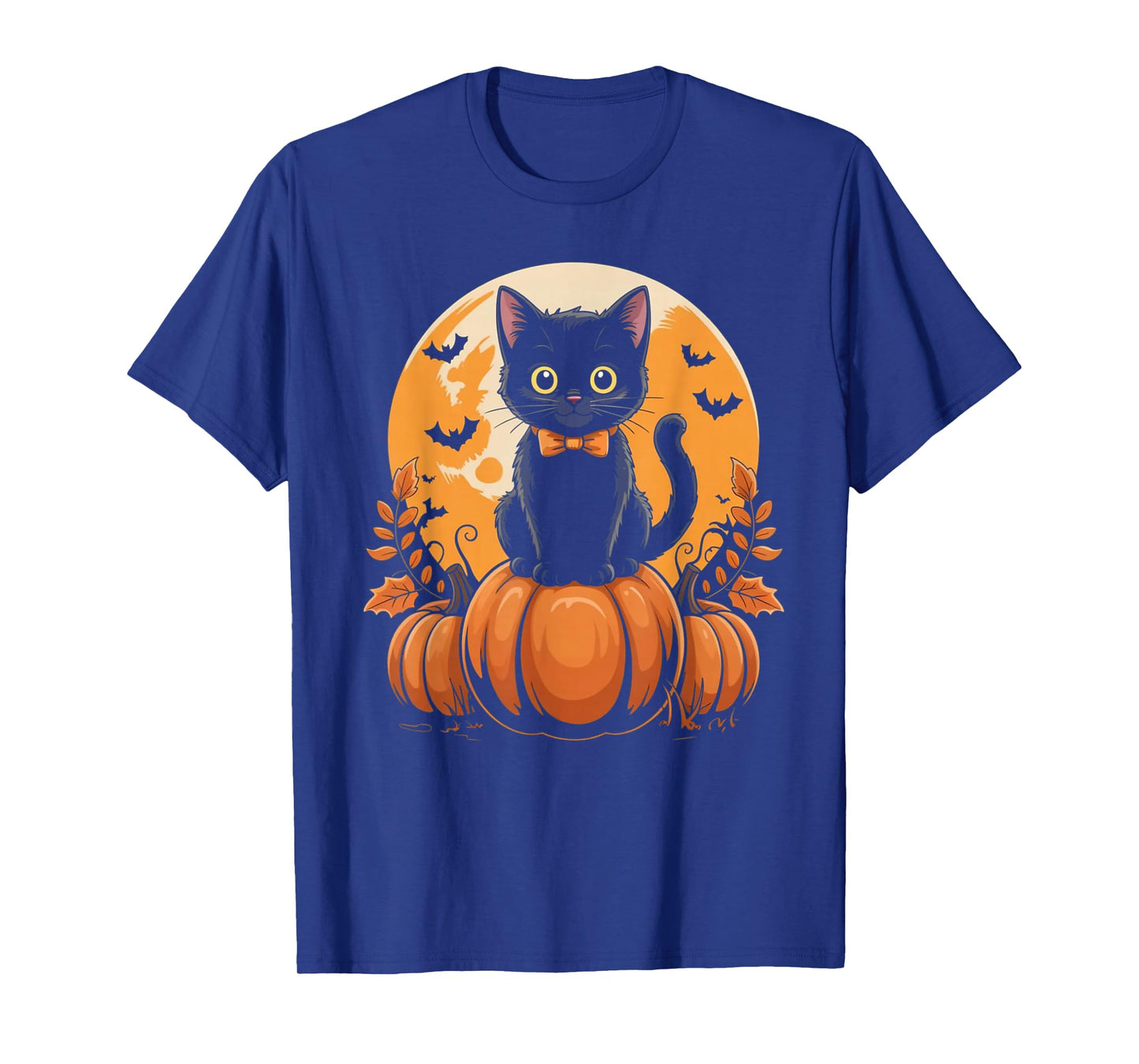 Retro Black Cat Pumpkin Halloween Costume Fall Autumn Gifts T-Shirt
