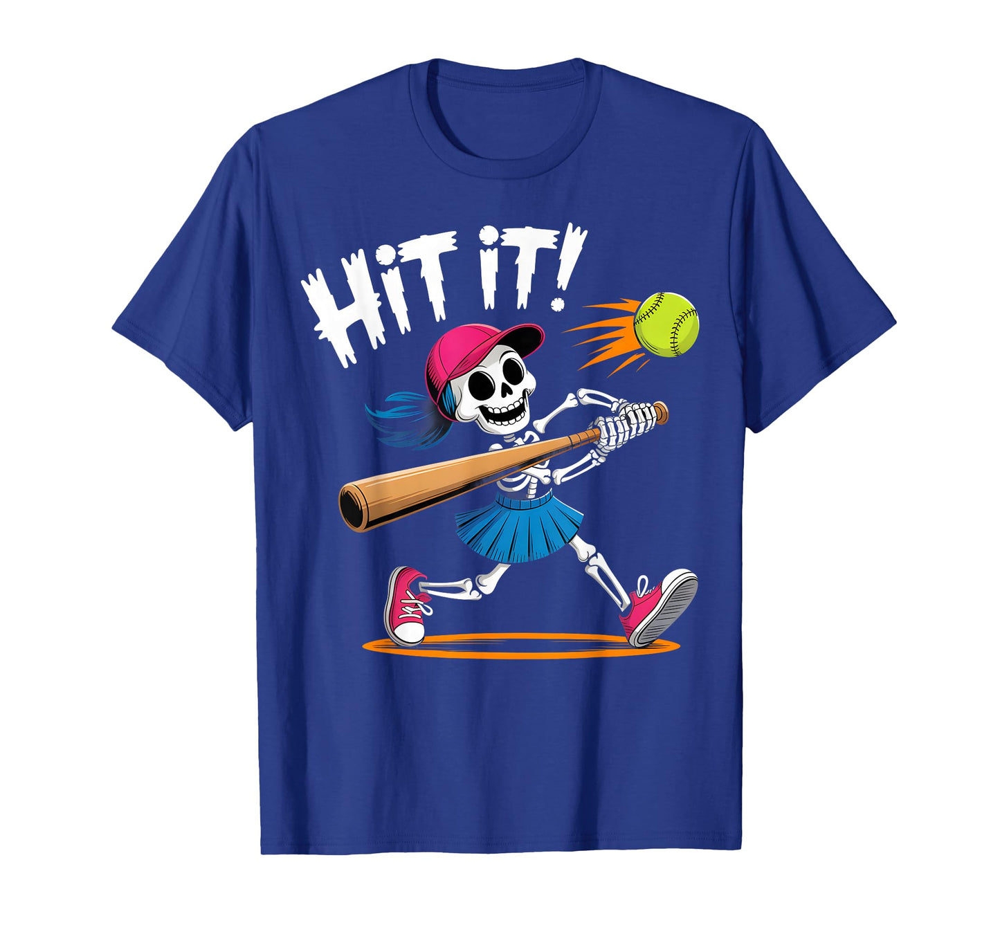 Skeleton Girl Hit It Softball Halloween Costume T-Shirt