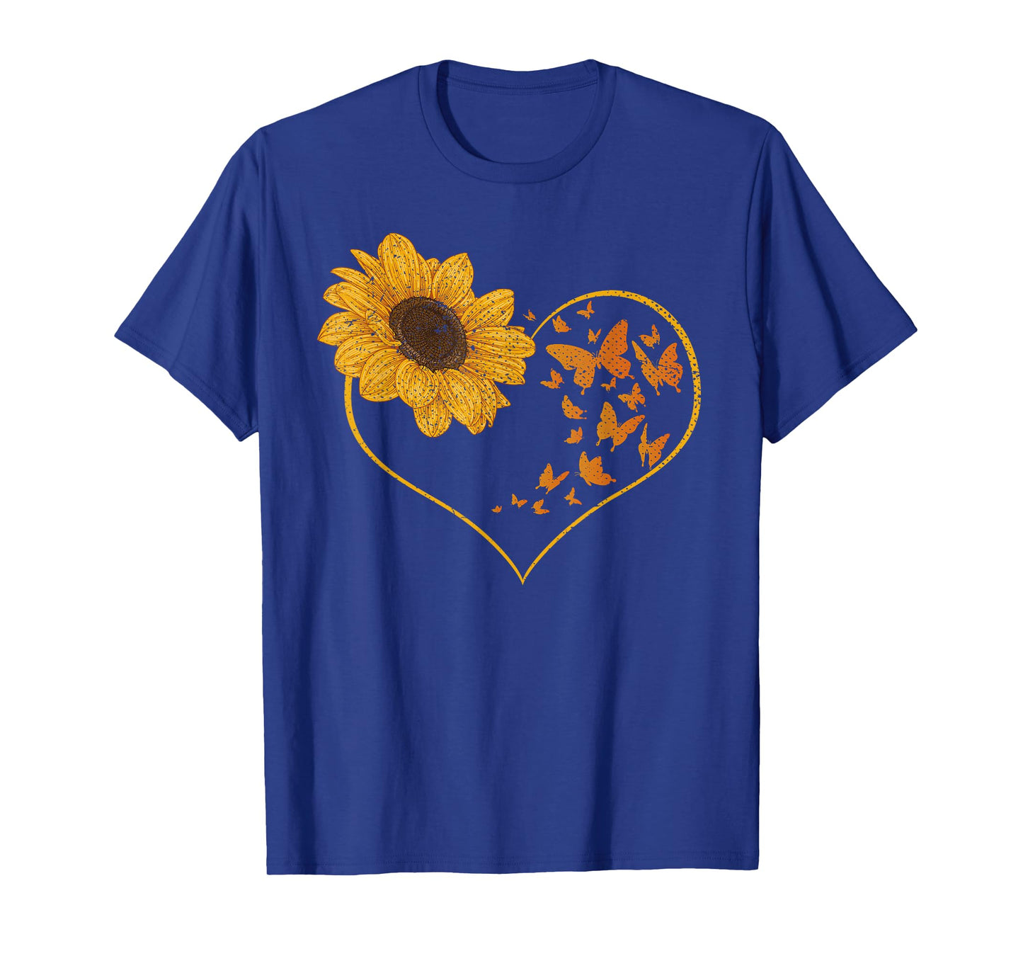 Butterfly Yellow Flowers Heart Hippie Sunflower T-Shirt