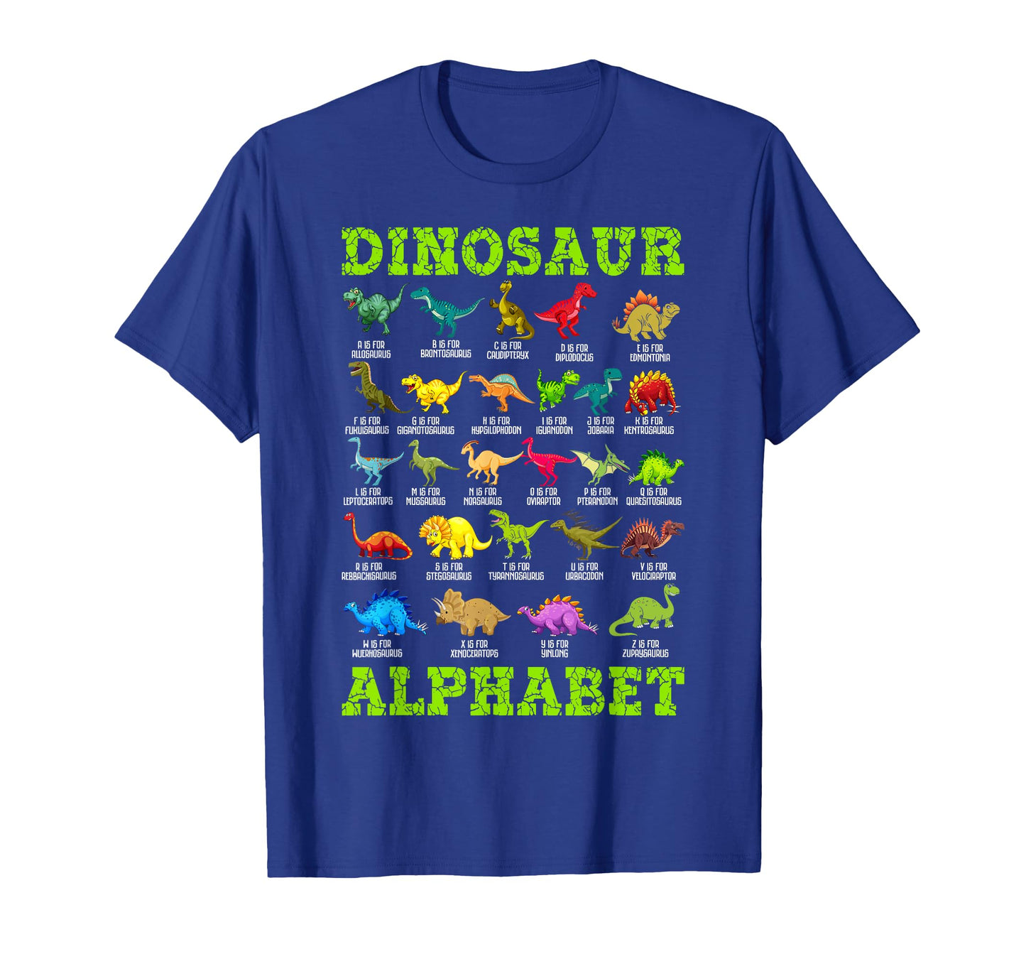 Types of Dinosaurs Alphabet A-Z ABC Dino Boys Kids Girls T-Shirt