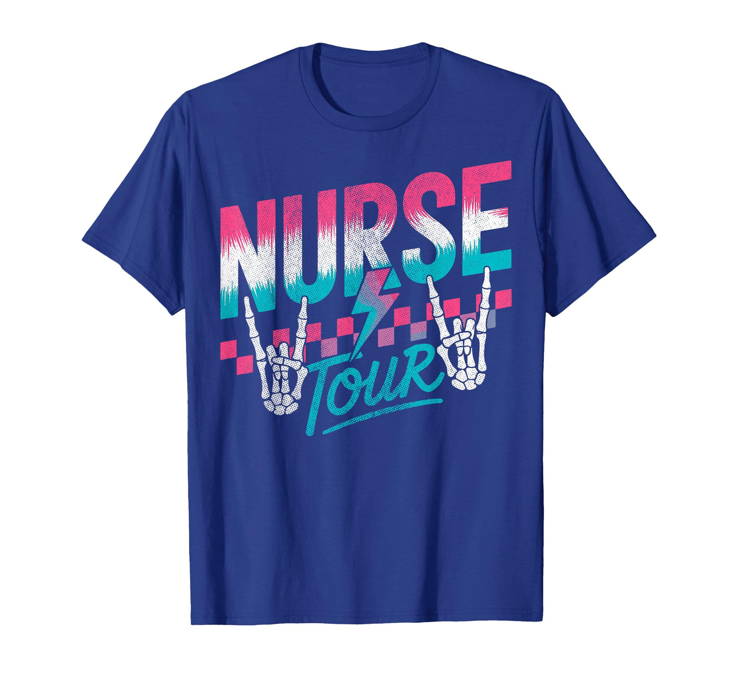 Nurse Tour Skeleton Rock Sign Hands Nurses Nursing Students T-Shirt