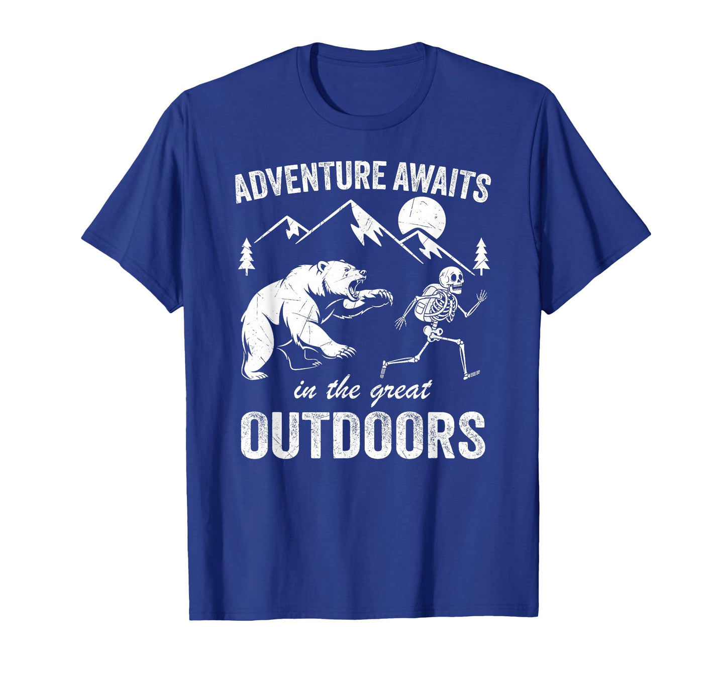 Adventure Awaits Skeleton Hiker Spooky Hiking Backpacking T-Shirt