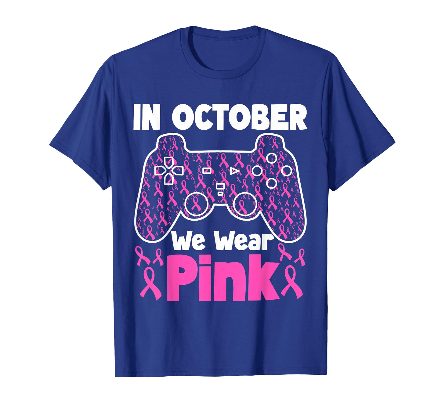 in October We Wear Pink Breast Cancer Gaming Kids Boys Youth T-Shirt