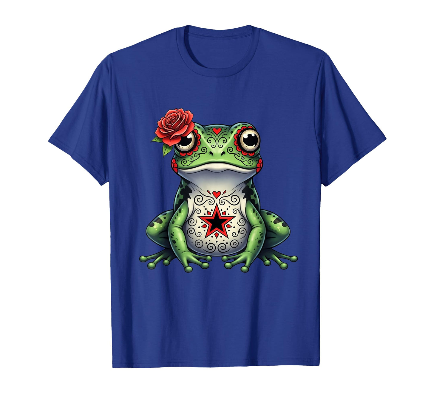 Sugar Skull Frog Halloween Graphic T-Shirt