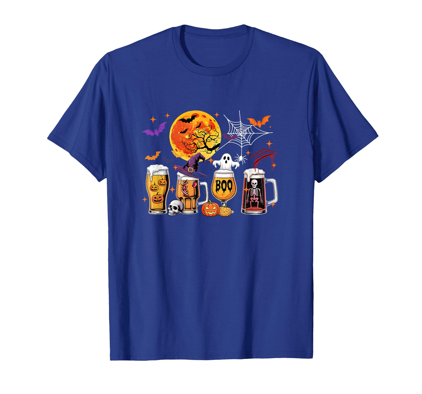 Collection Beer Glasses Halloween Witch Boo Skeleton Drinker T-Shirt