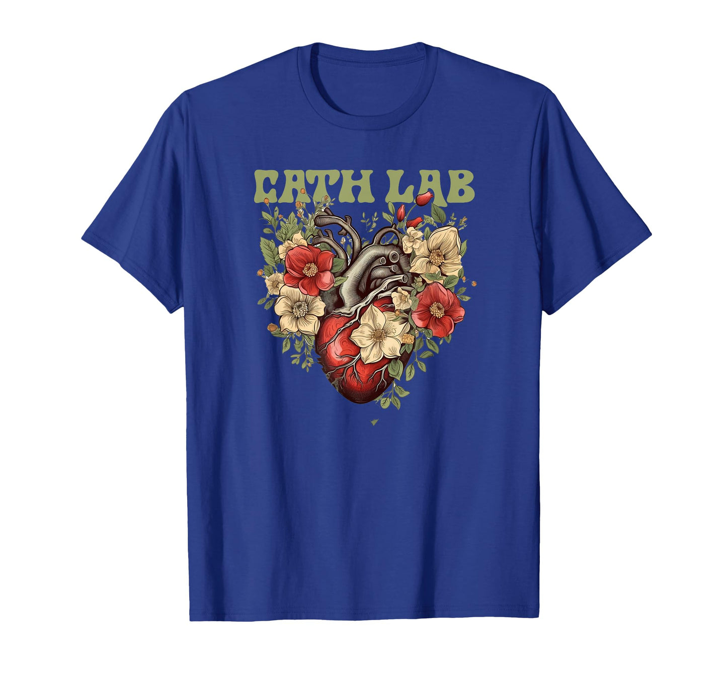 Cath Lab with Human Heart & Flowers T-Shirt