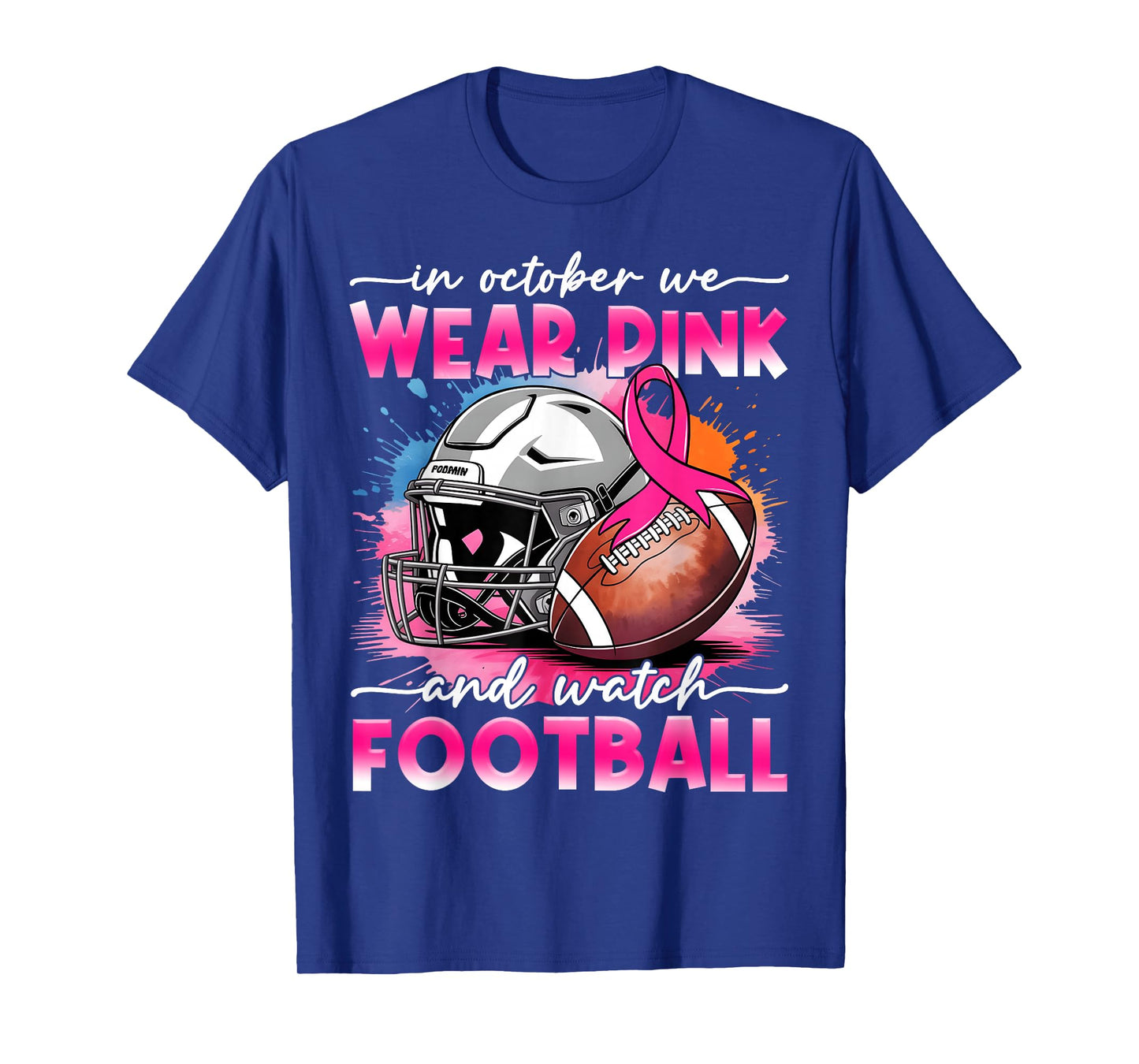 October Wear Pink Watch Football Breast Cancer Awareness T-Shirt