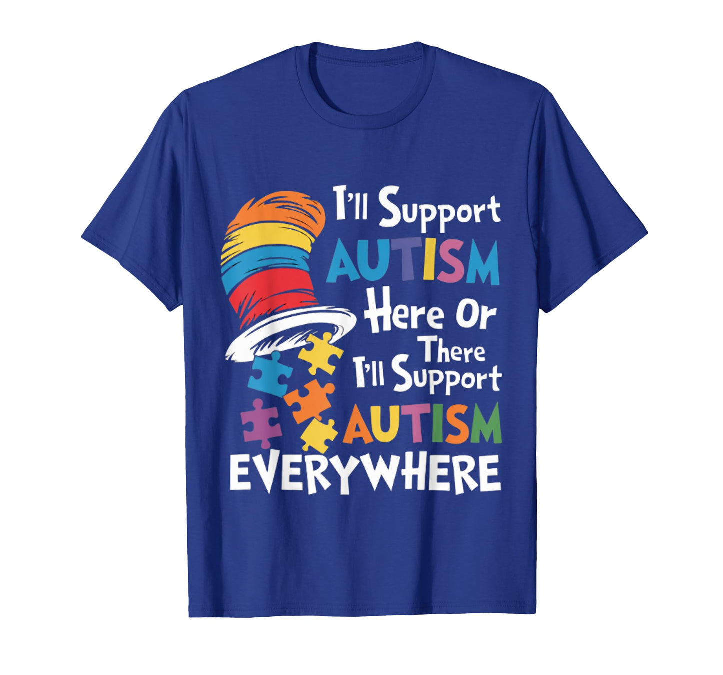 Retro I'll Support Autism Here Hat Puzzles Autism Awareness T-Shirt