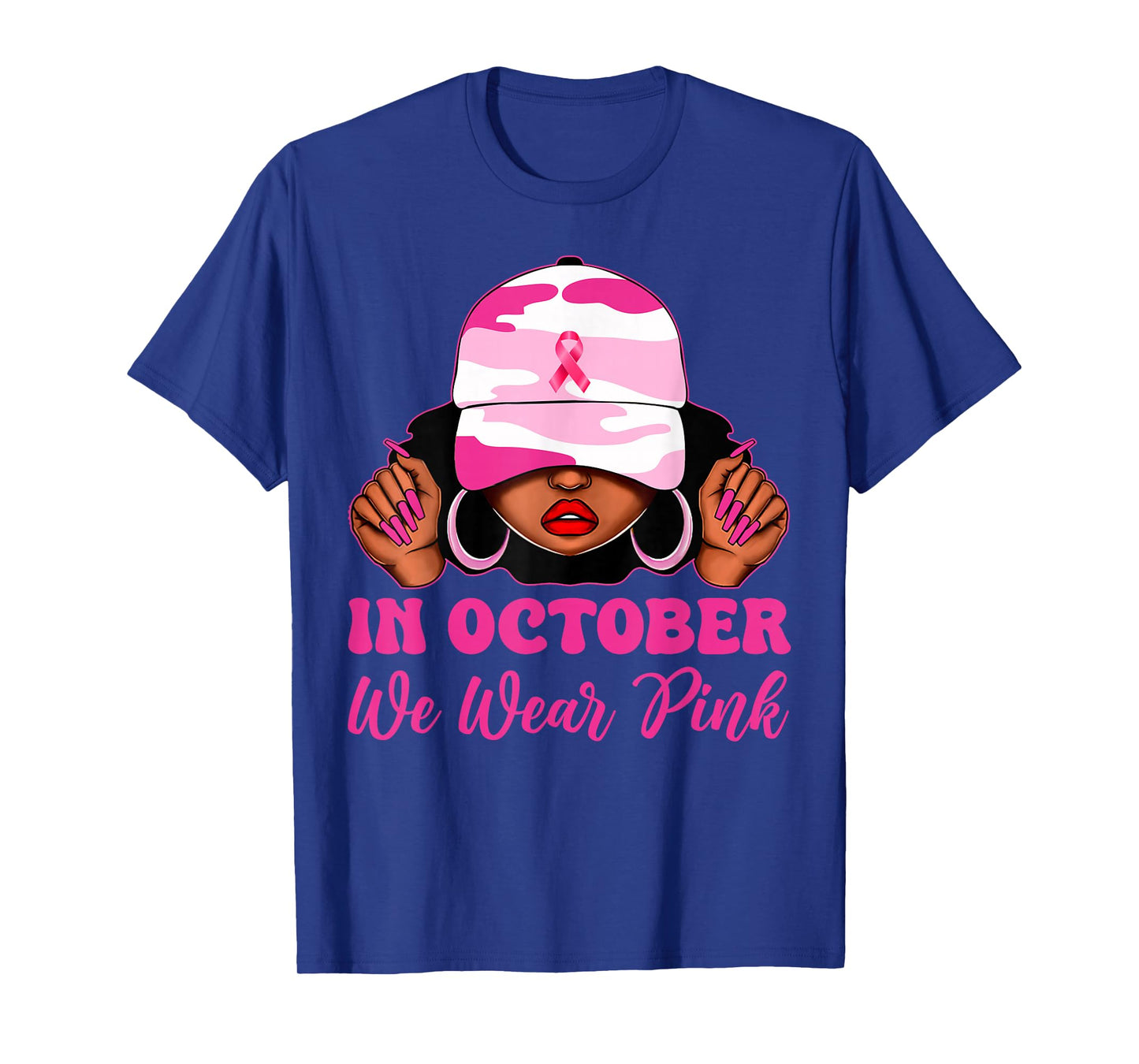 in October We Wear Pink Black Women Camo Breast Cancer T-Shirt