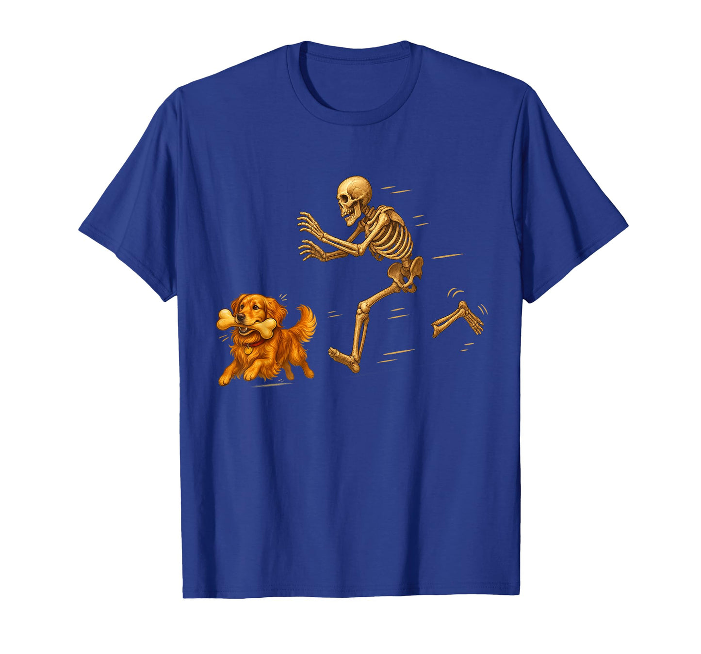 Funny Golden Retriever Halloween Steal Bone Skeleton Chase T-Shirt
