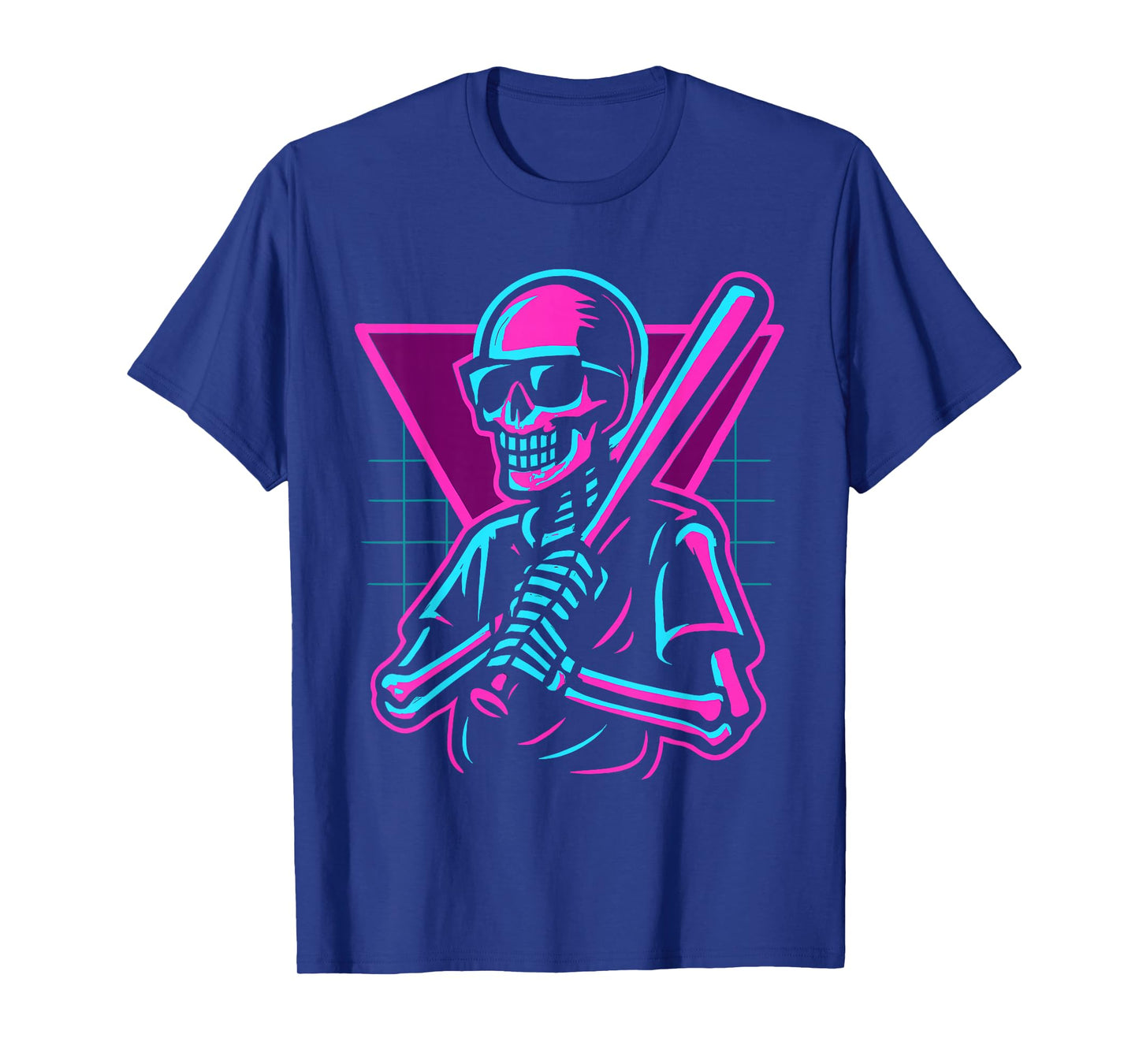 Retro 80s Skeleton Baseball Graphic Vaporwave Batter T-Shirt