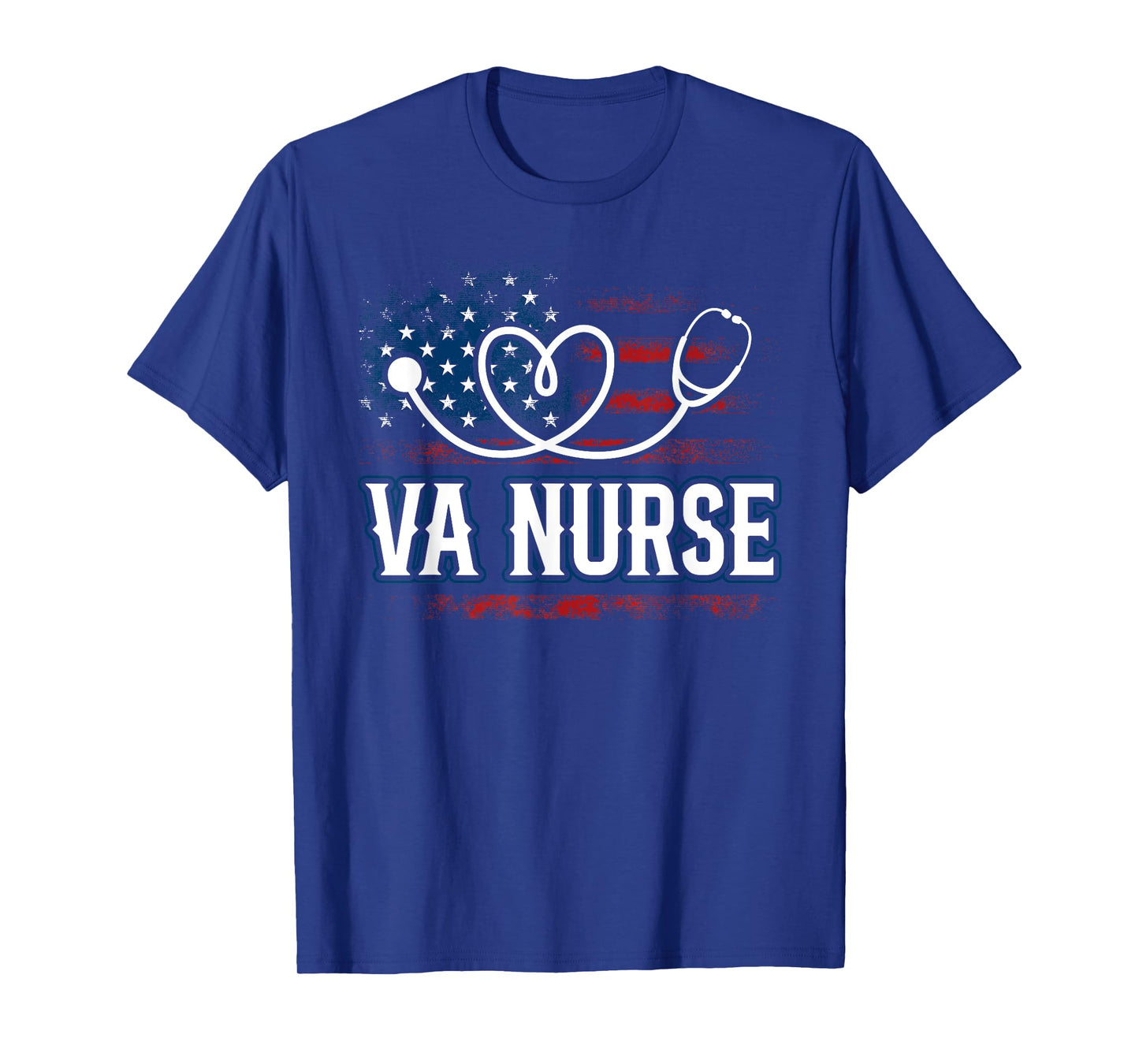 Womens American Flag VA Nurse Patriotic 4th of July Vintage T-Shirt
