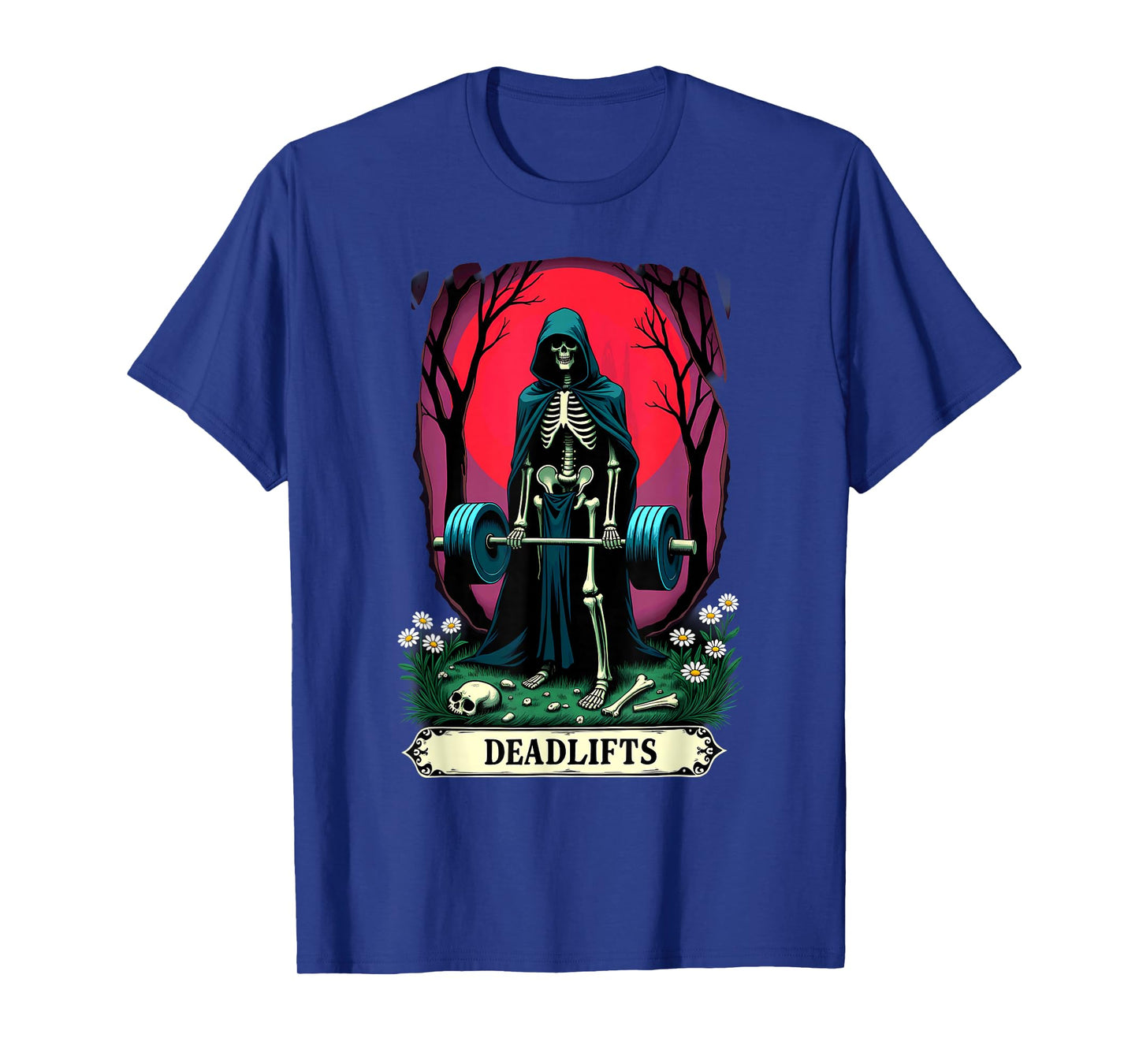Gothic Tarot Card Skeleton Deadlifts Weightlifiting T-Shirt
