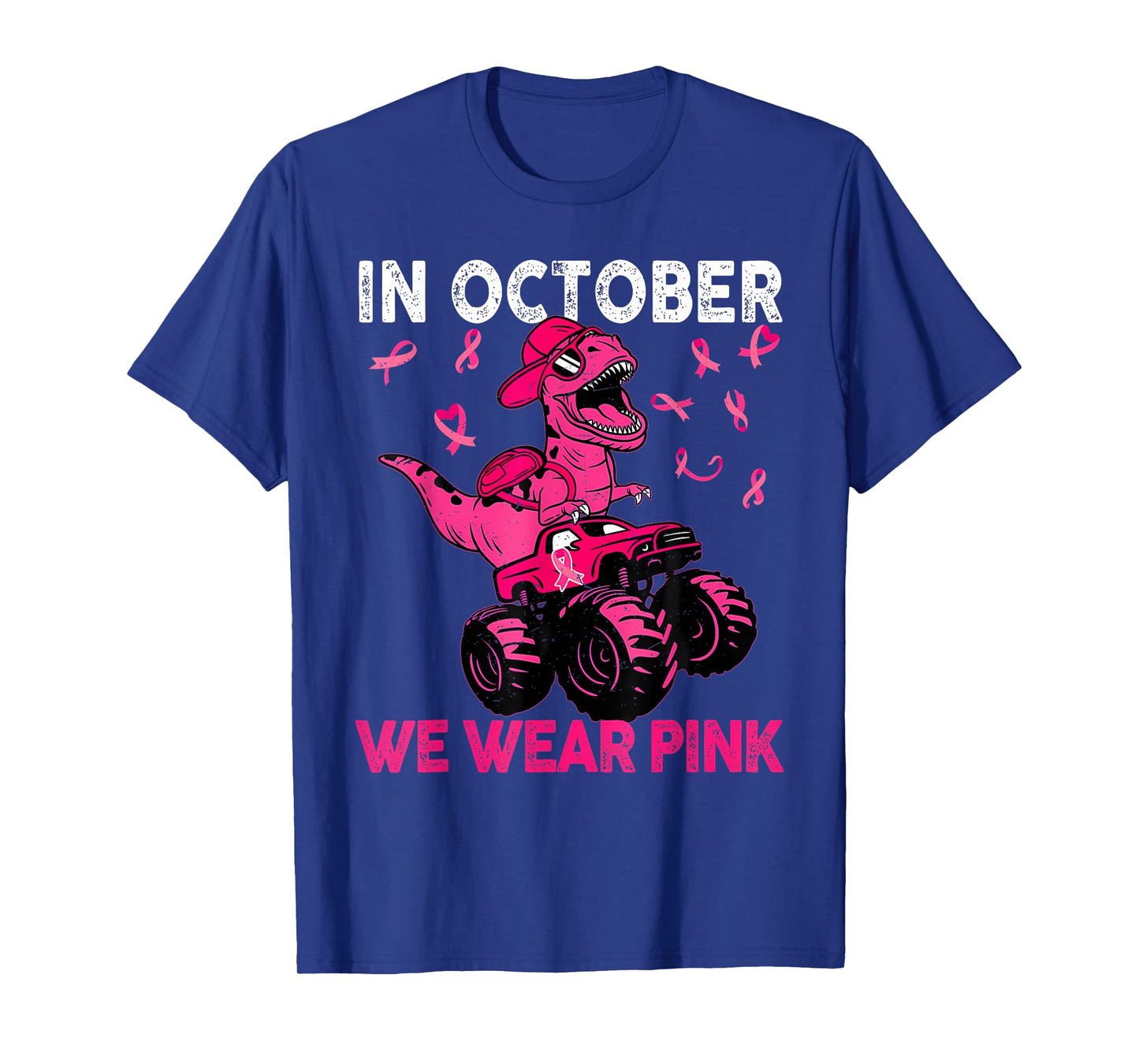 in October We Wear Pink Breast Cancer Trex Dino Kids Toddler T-Shirt