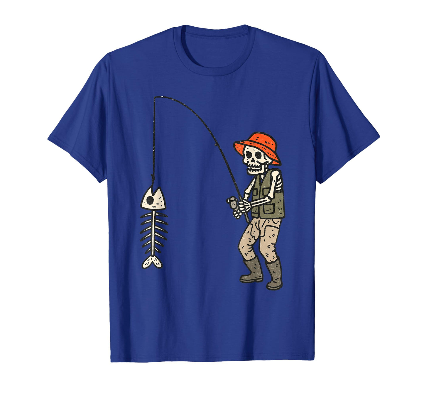 Vintage Halloween Skeleton Fishing Funny Spooky Costume T-Shirt
