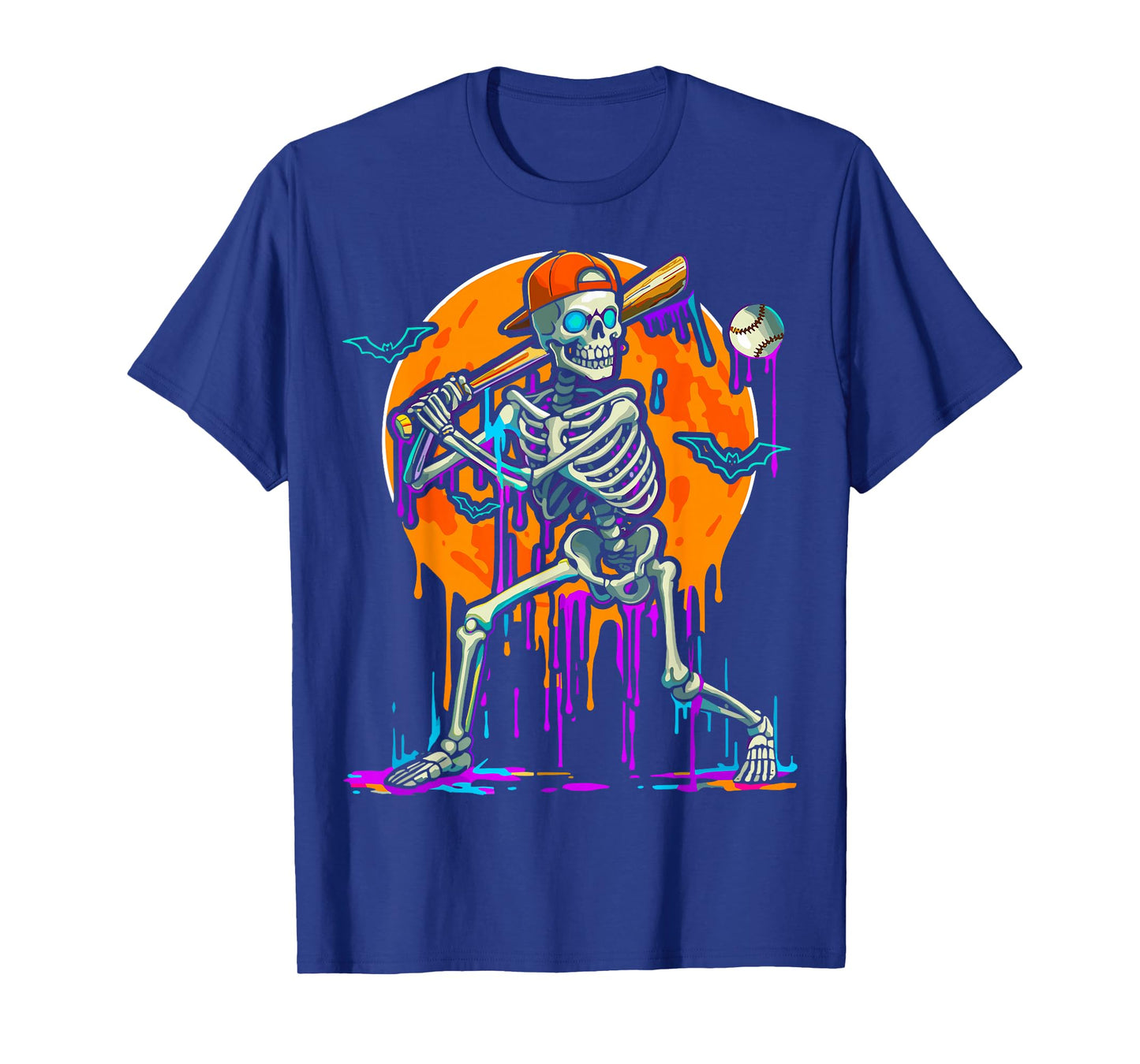 Baseball Skeleton Drip Batting Halloween T-Shirt