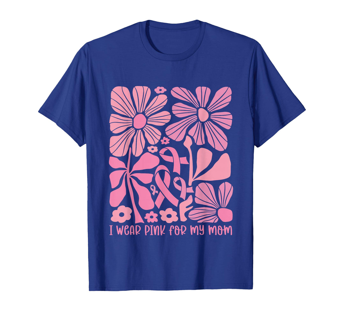 Boho Floral I Wear Pink For My-Mom Breast Cancer Pink Ribbon T-Shirt