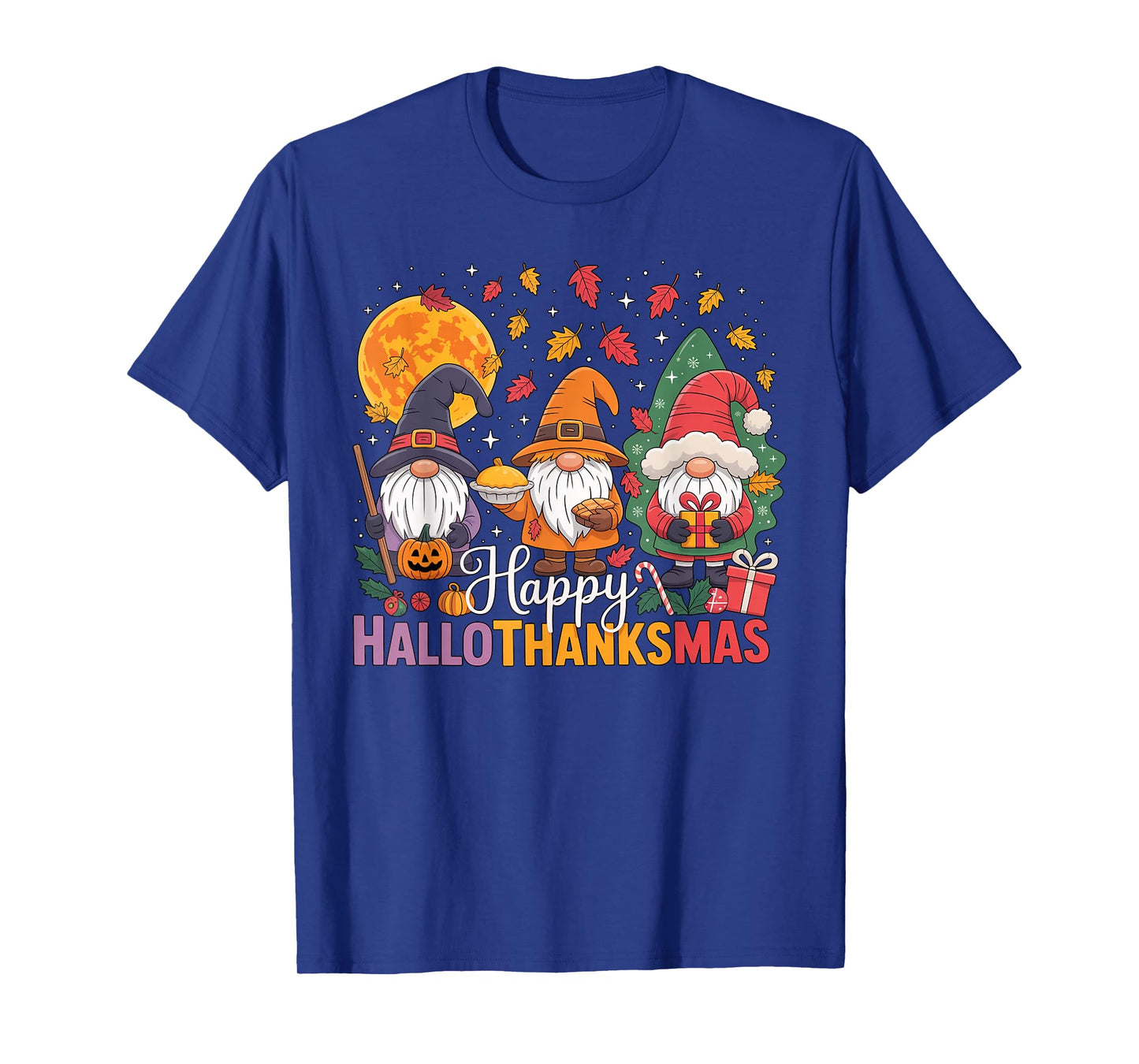 Halloween Thanksgiving Christmas Happy HalloThanksMas Gnomes T-Shirt