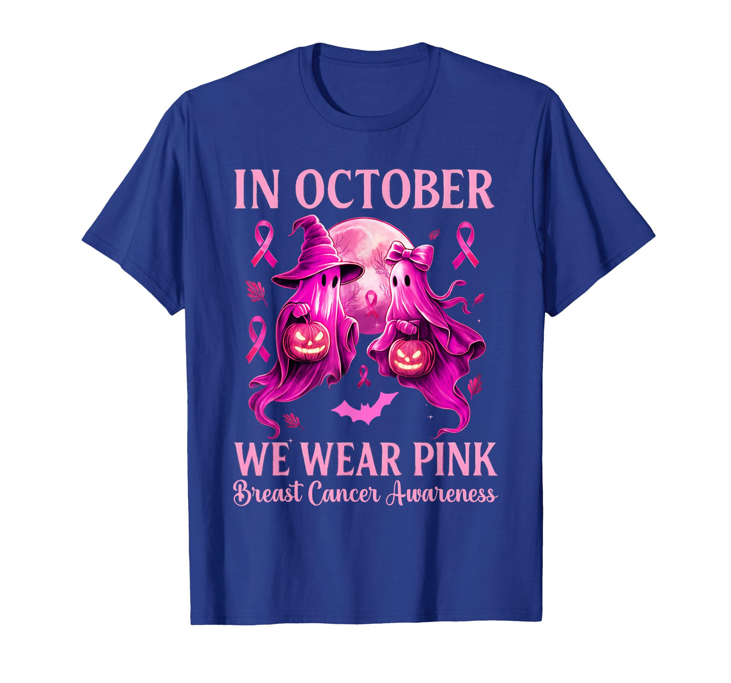 Halloween Breast Cancer Awareness in October We Wear Pink T-Shirt