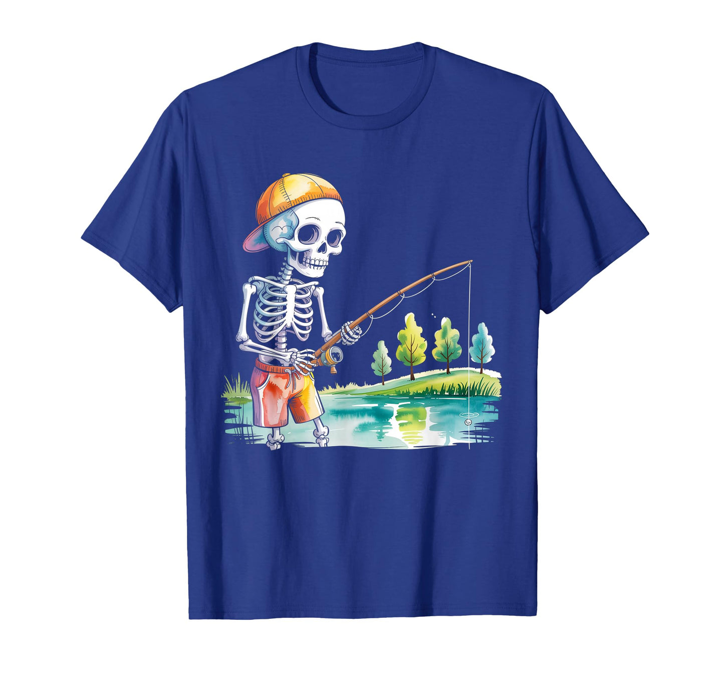Skeleton Fishing Halloween Costume Funny Fishing Boys Kids T-Shirt